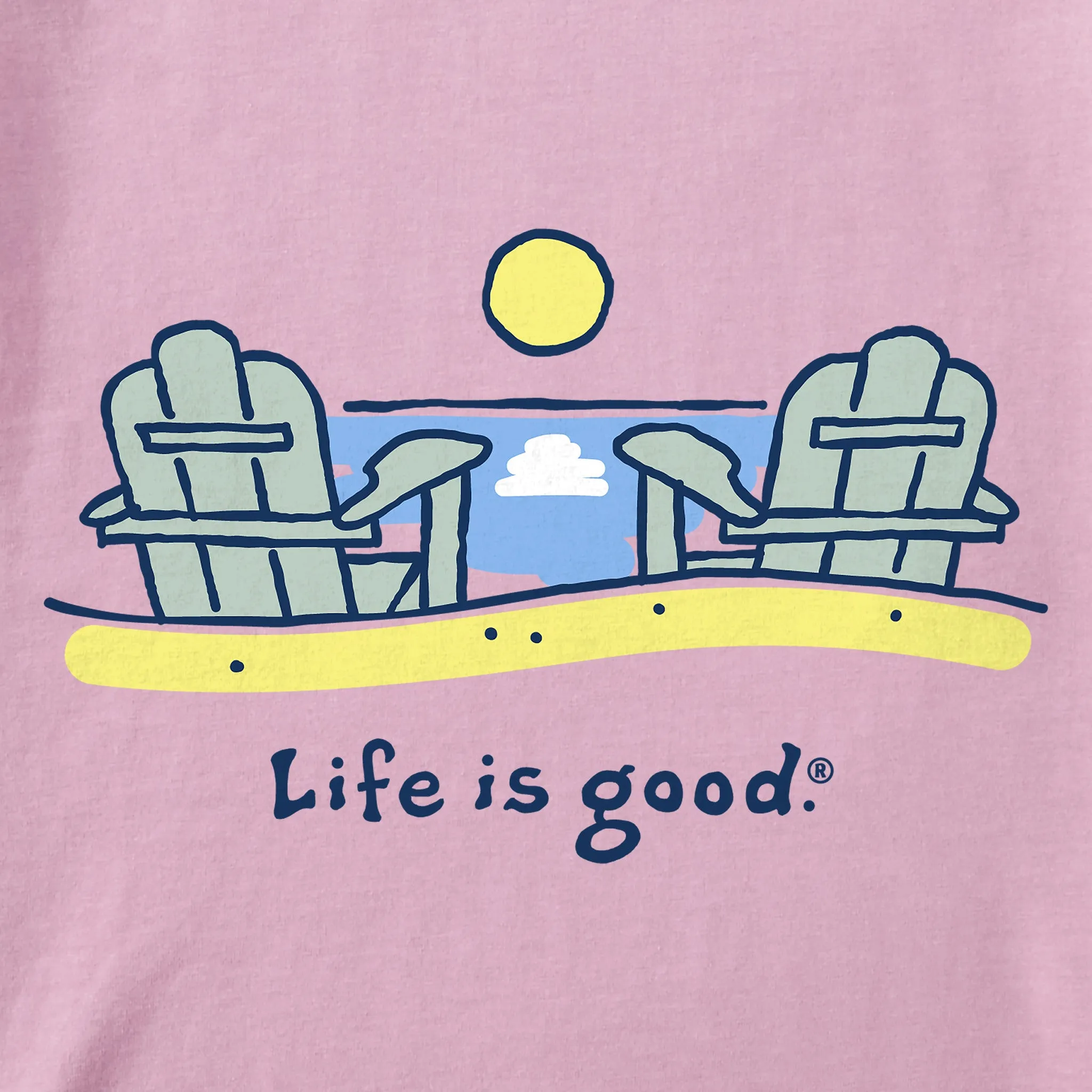 Women's Beach Adirondacks Short Sleeve Vee Life is Good