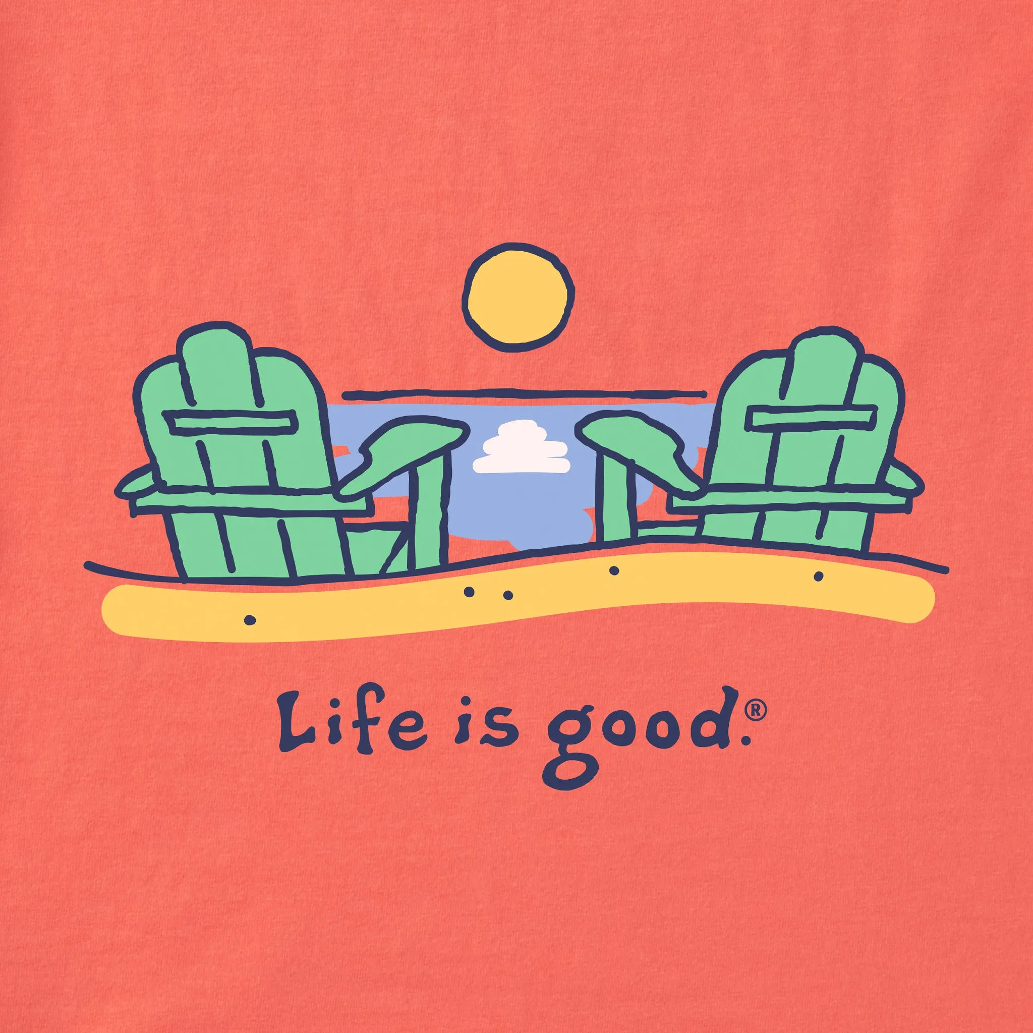 Women's Beach Adirondacks Short Sleeve Vee Life is Good