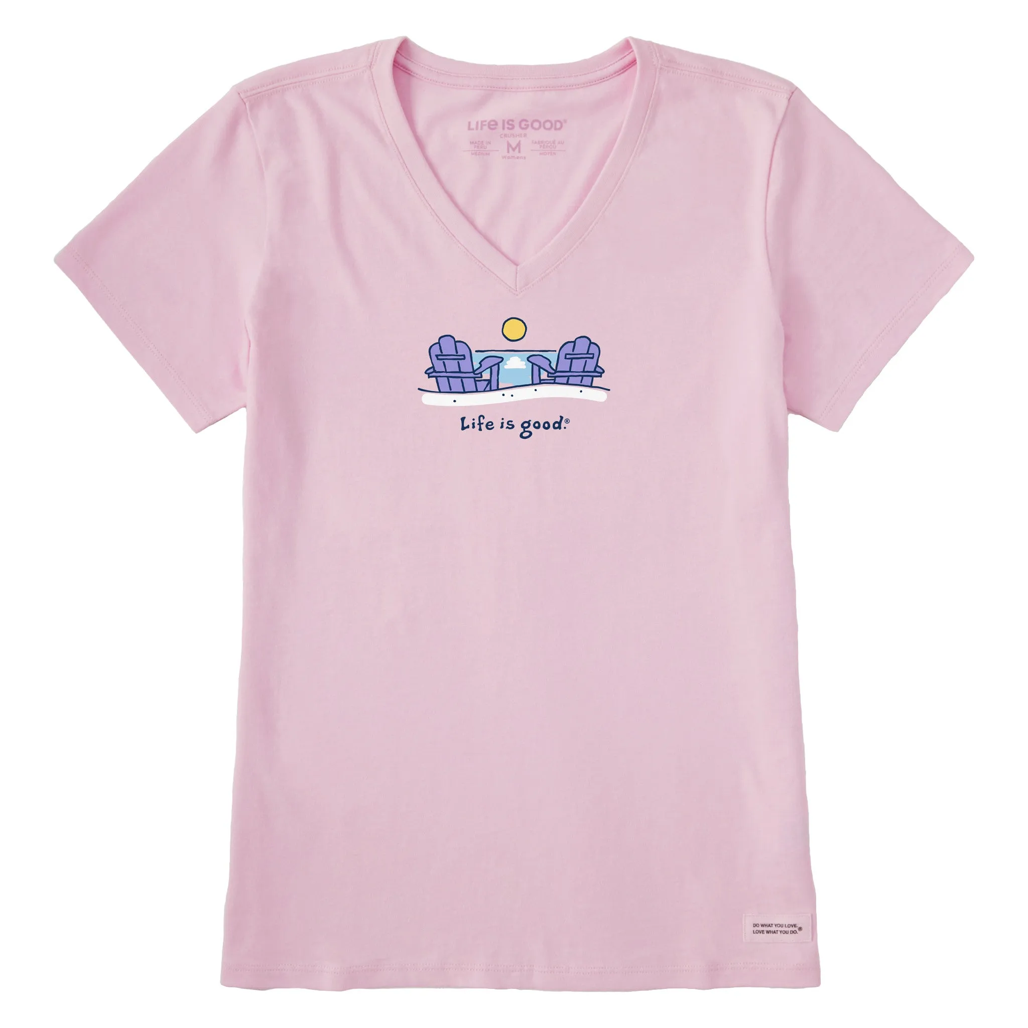 Women's Beach Adirondacks Short Sleeve Vee Life is Good