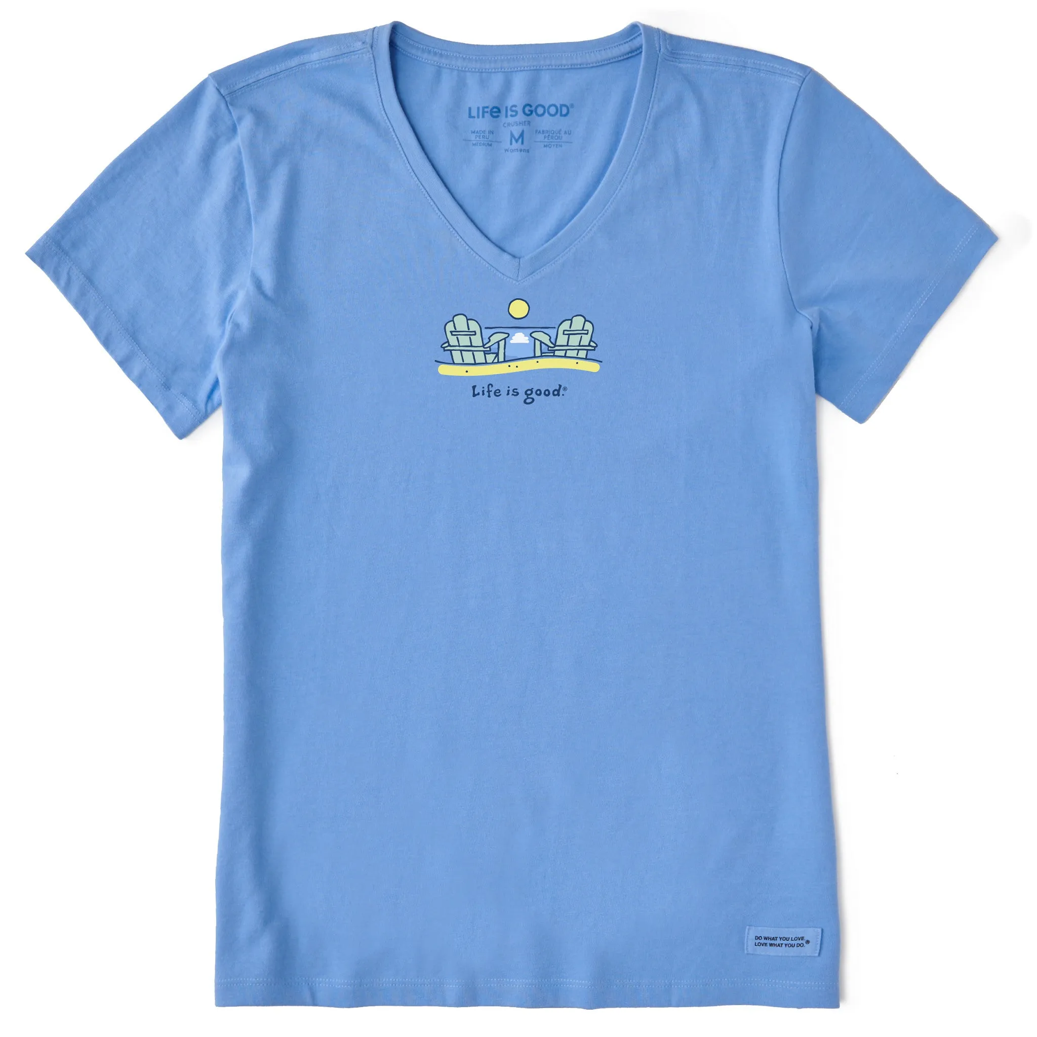 Women's Beach Adirondacks Short Sleeve Vee Life is Good