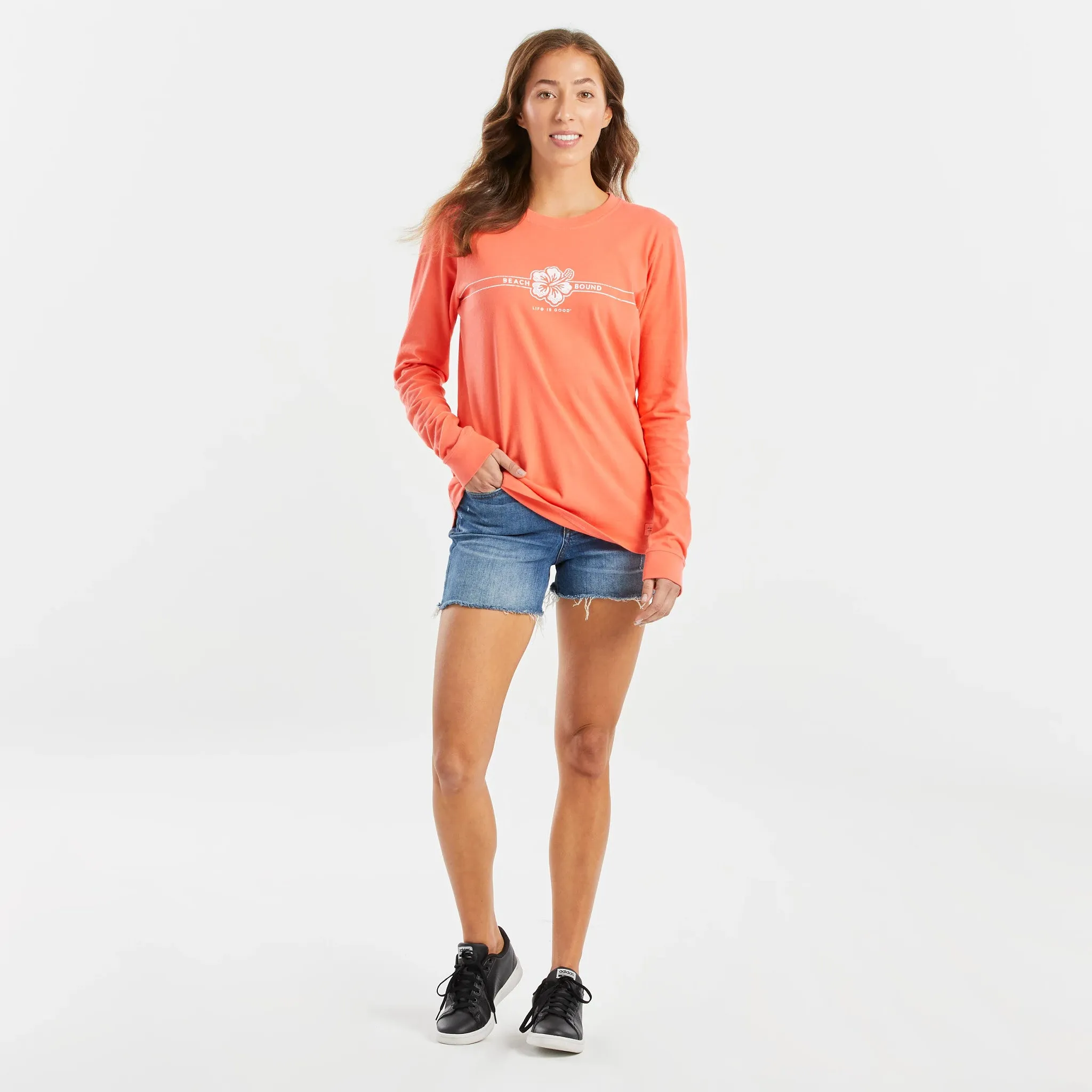 Women's Beach Bound Stripe Long Sleeve Crusher Tee Life is Good
