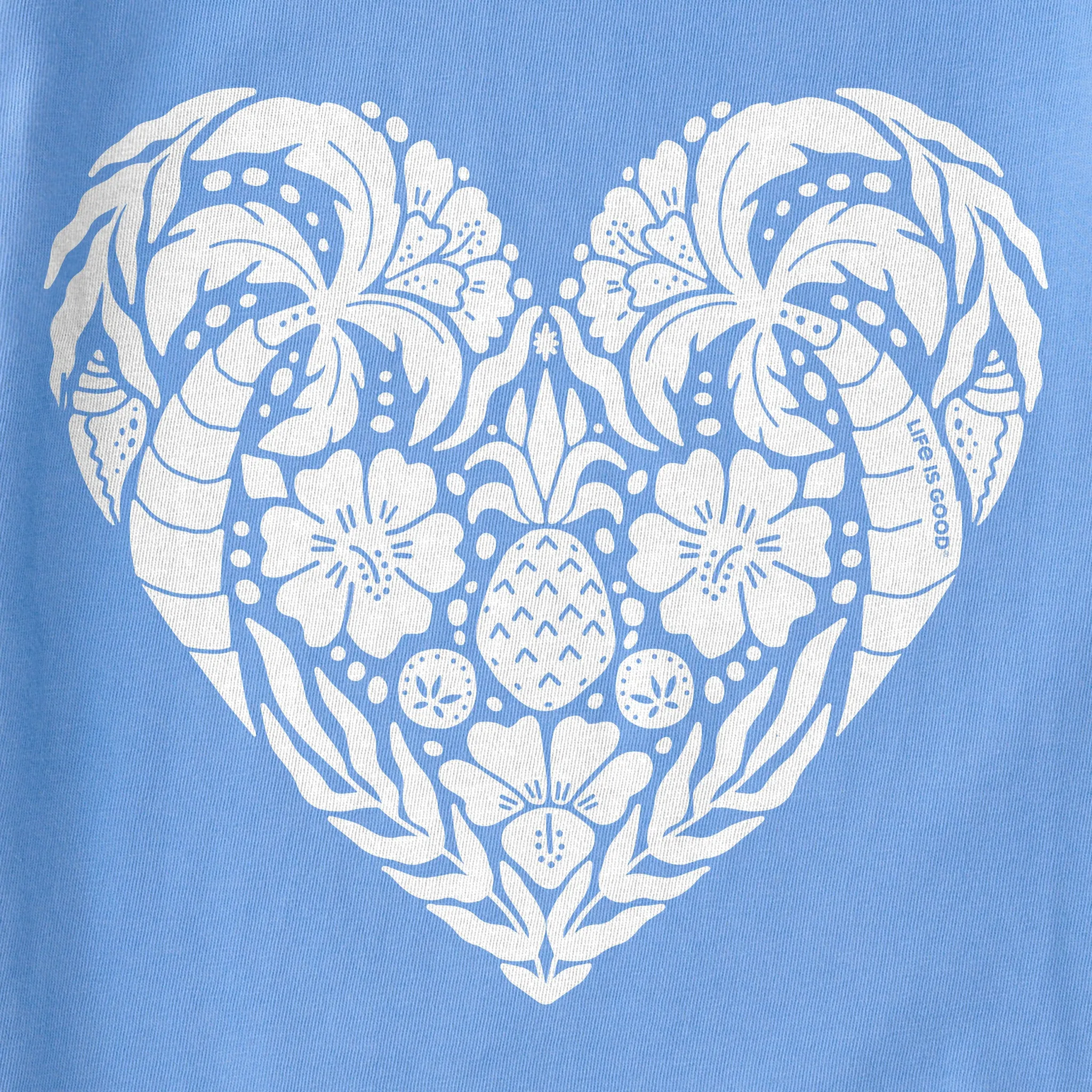 Women's Beach Design Heart Short Sleeve Crusher Vee Life is Good