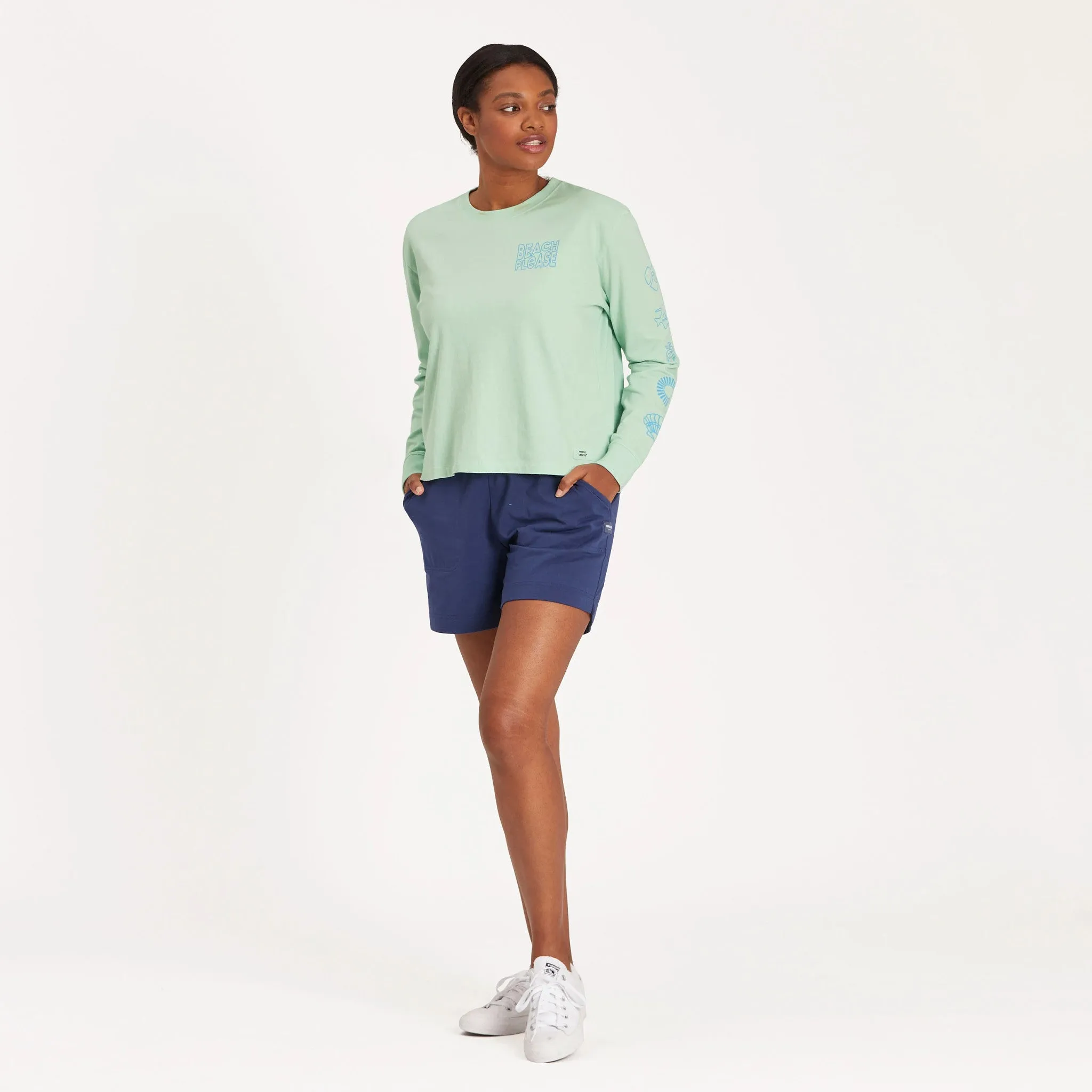 Women's Beach Icons Long Sleeve Crusher Boxy Tee Life is Good