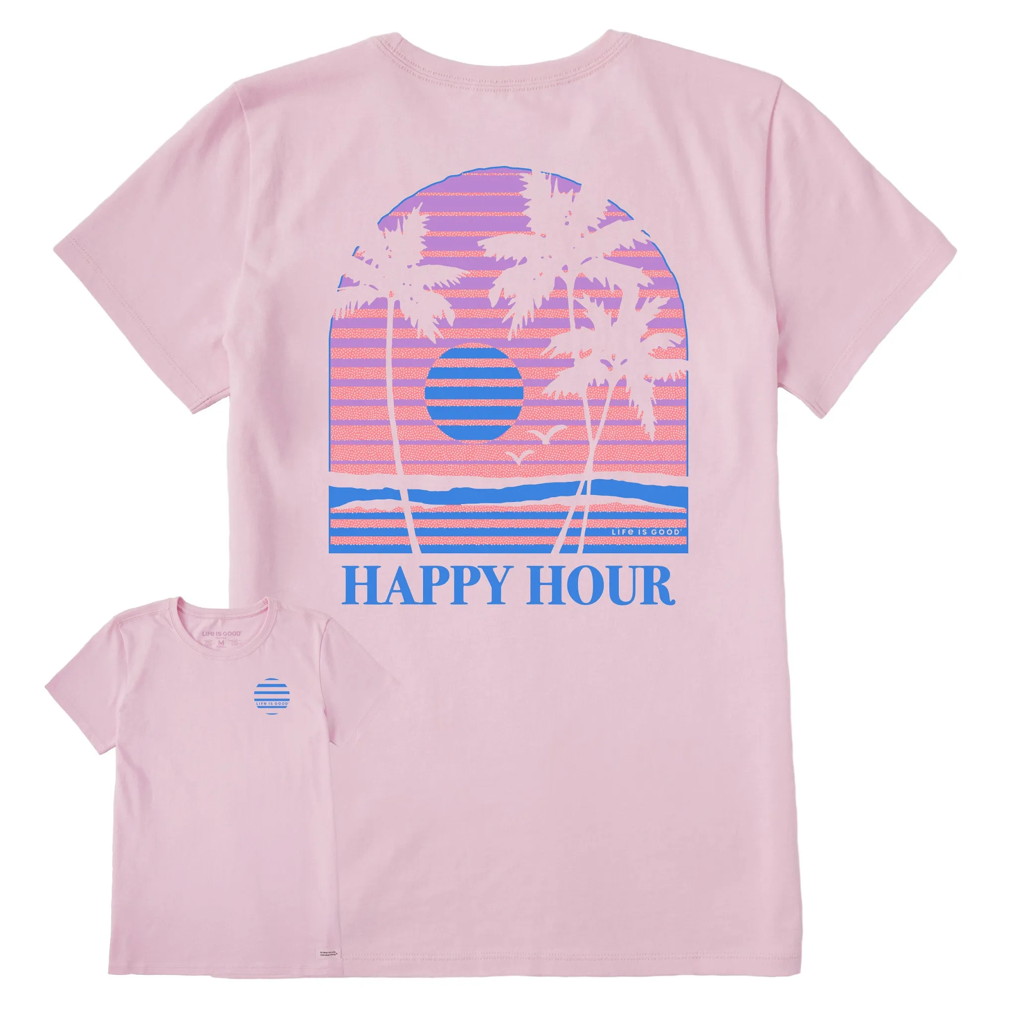 Women's Beach Palm Happy Hour Short Sleeve Tee Life is Good