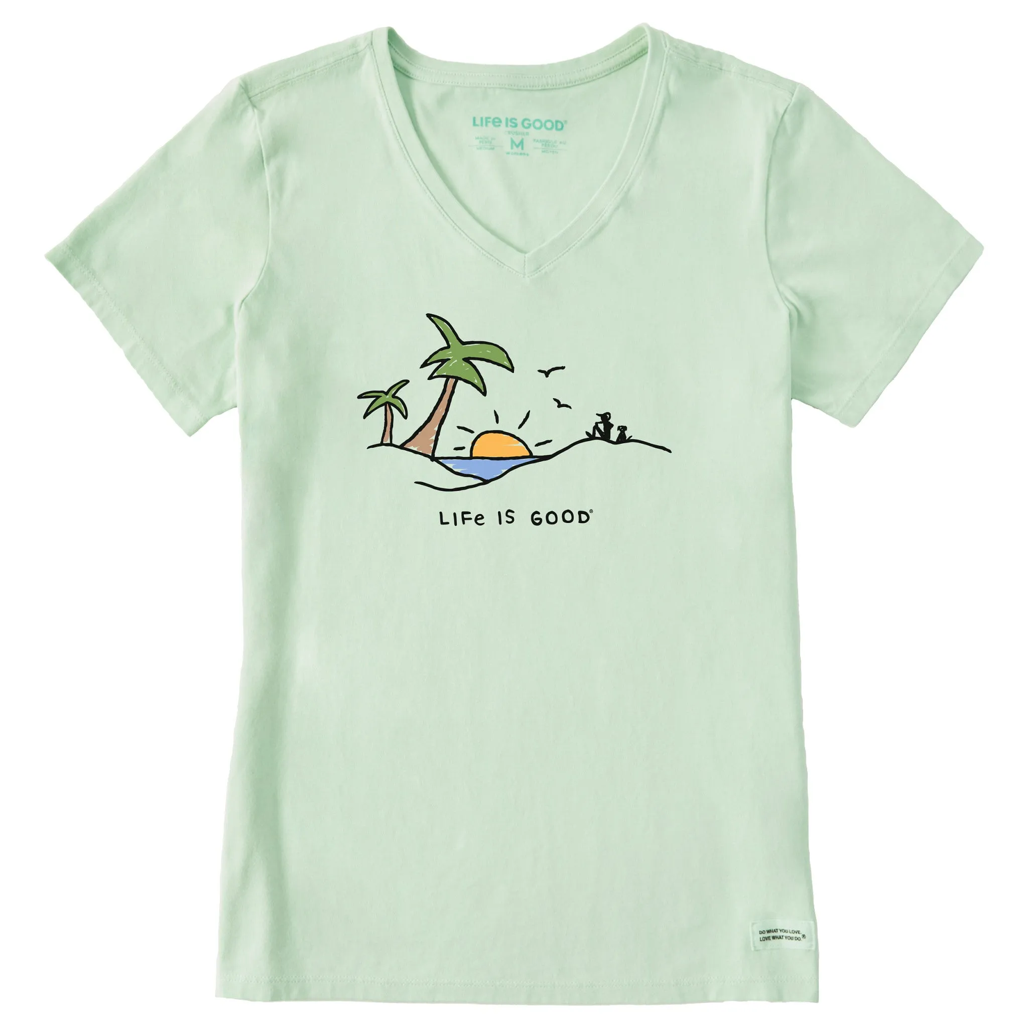 Women's Beach Palms Vista Short Sleeve Crusher Vee Life is Good