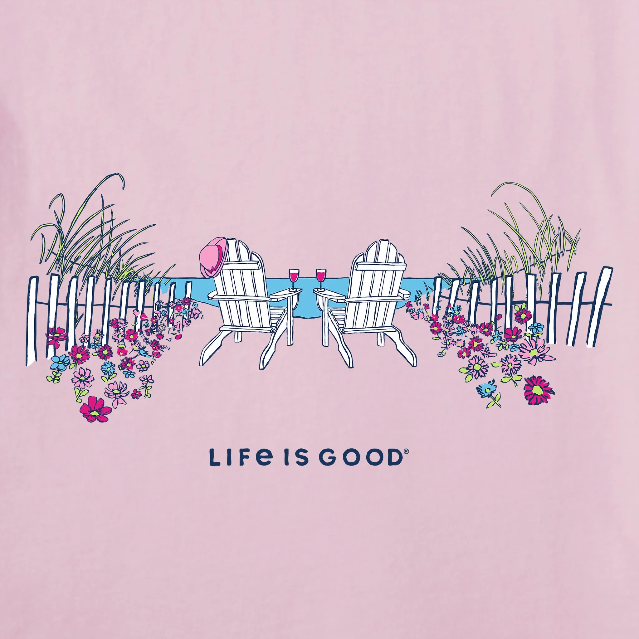 Women's Beach Path Short Sleeve Vee Life is Good
