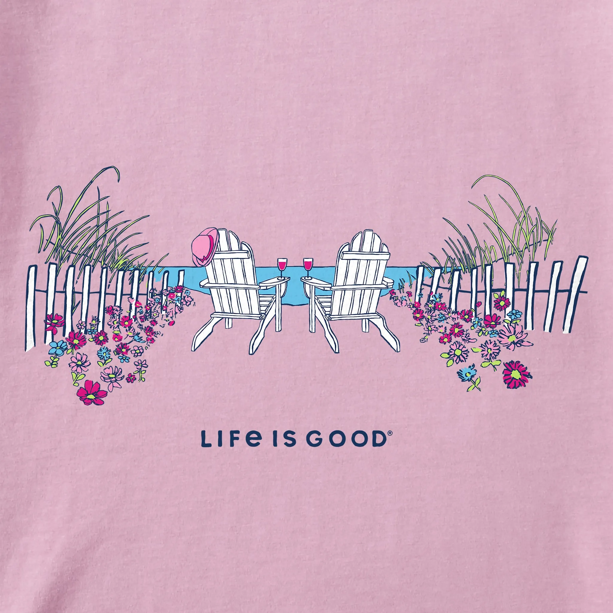 Women's Beach Path Short Sleeve Vee Life is Good
