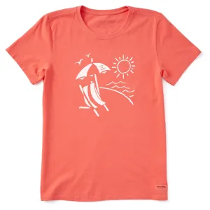 Women's Beach Umbrella Sun Short Sleeve Crusher Tee Life is Good