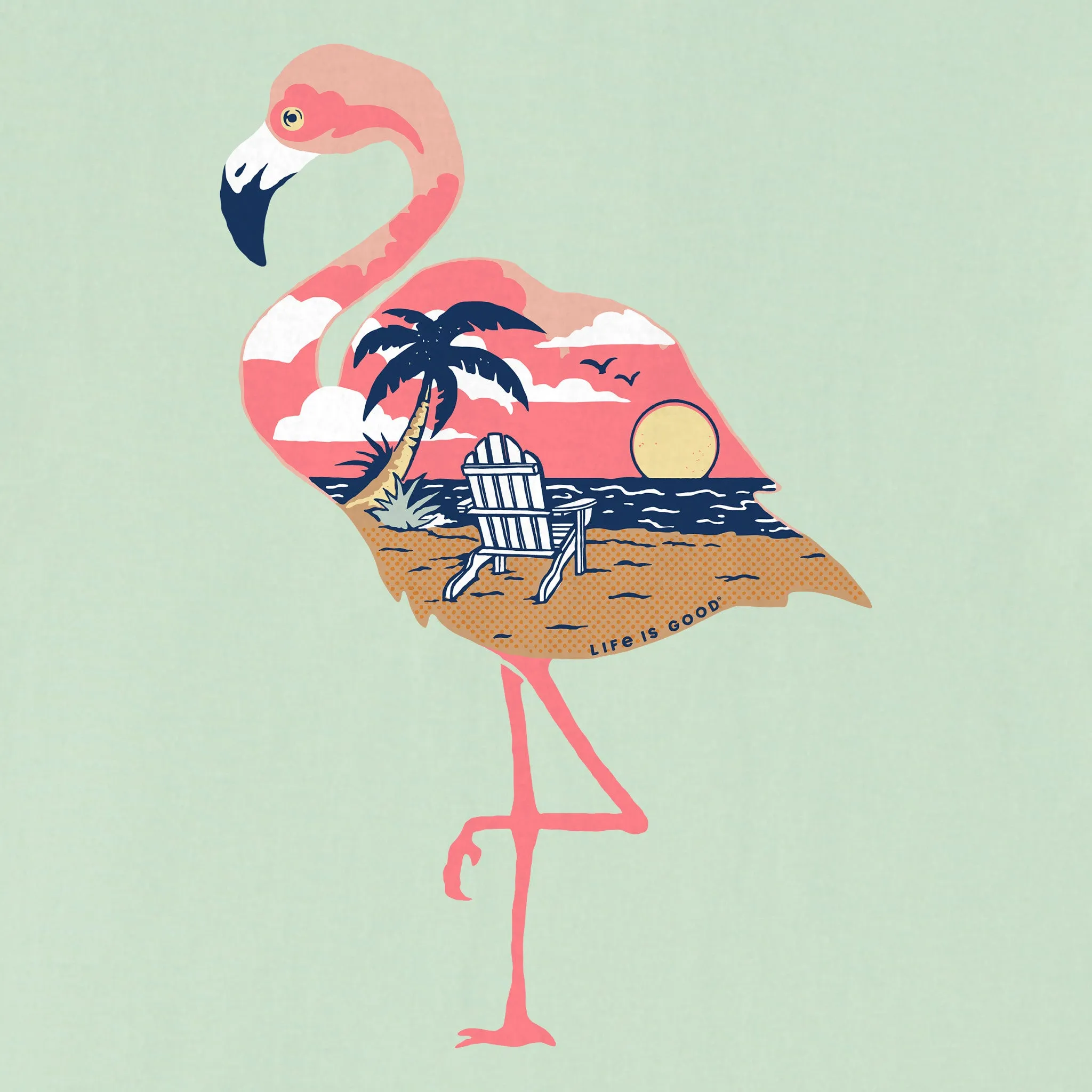 Women's Beachy Flamingo Short Sleeve Crusher Tee Life is Good