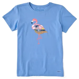 Women's Beachy Flamingo Short Sleeve Crusher Tee Life is Good
