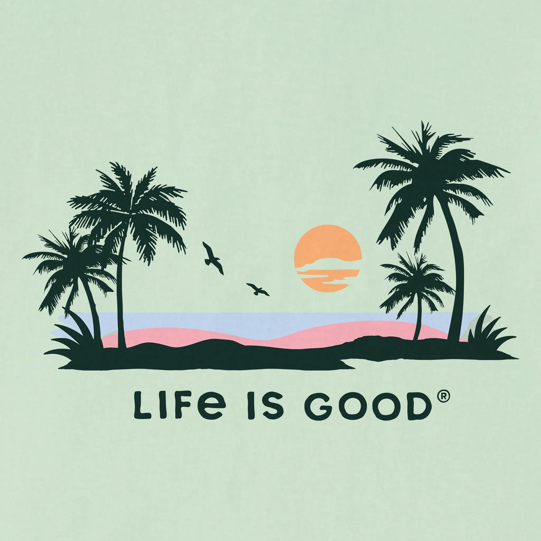 Women's Beachy Palms Short Sleeve Crusher-LITE Vee Life is Good