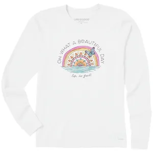Women's Beautiful Day Butterfly Rainbow Long Sleeve Crusher Tee Life is Good