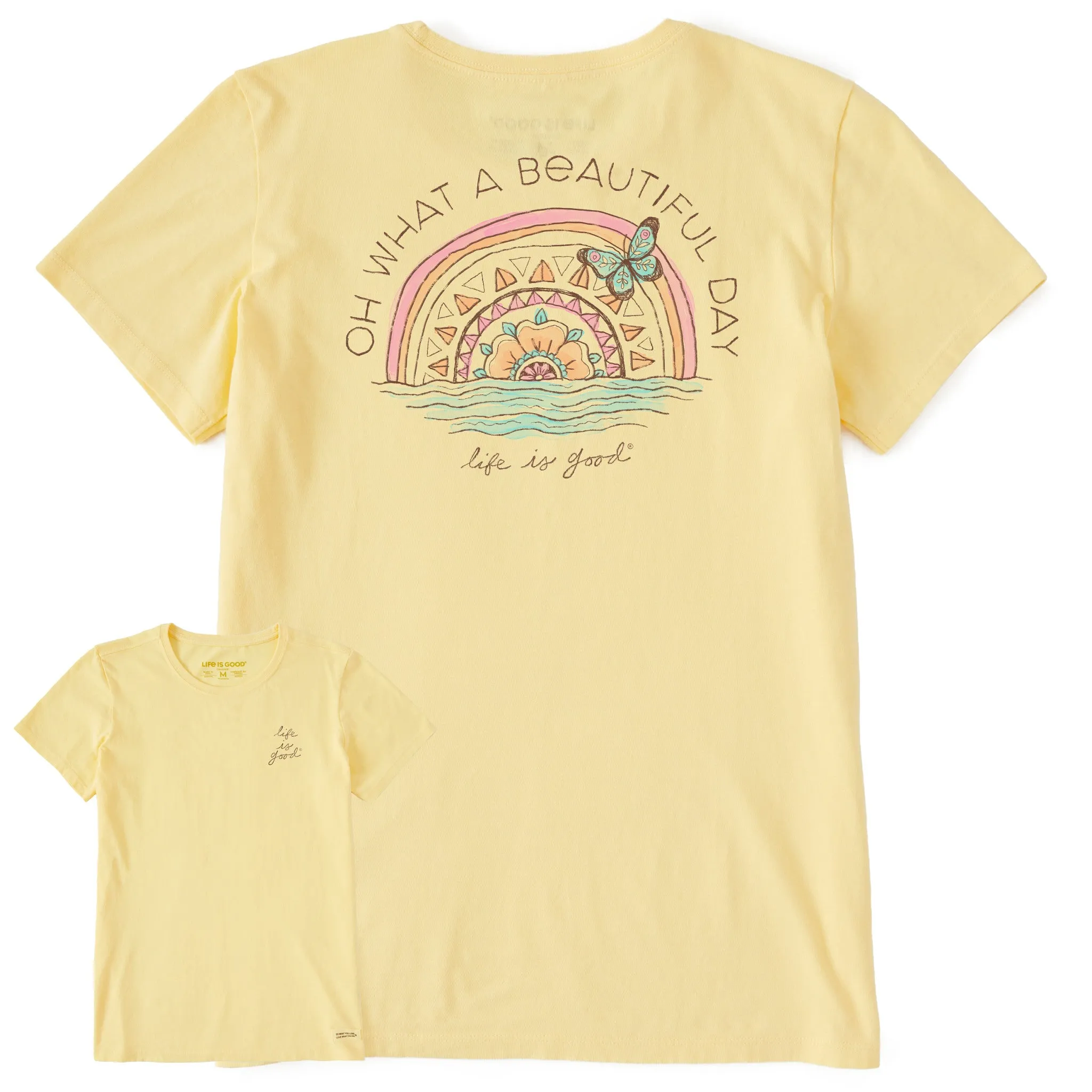 Women's Beautiful Day Butterfly Rainbow Short Sleeve Crusher Tee Life is Good