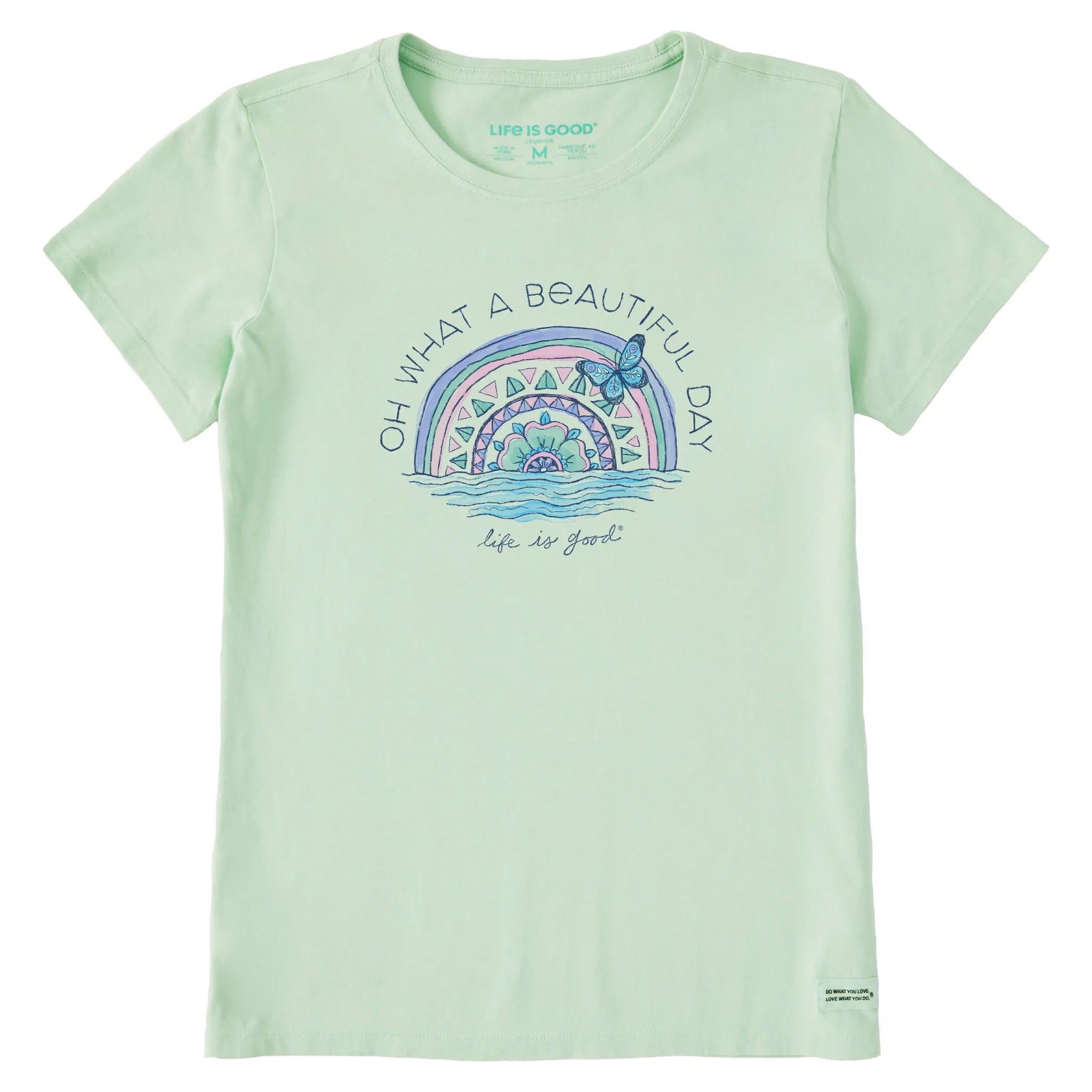 Women's Beautiful Day Butterfly Rainbow Short Sleeve Crusher Tee Life is Good