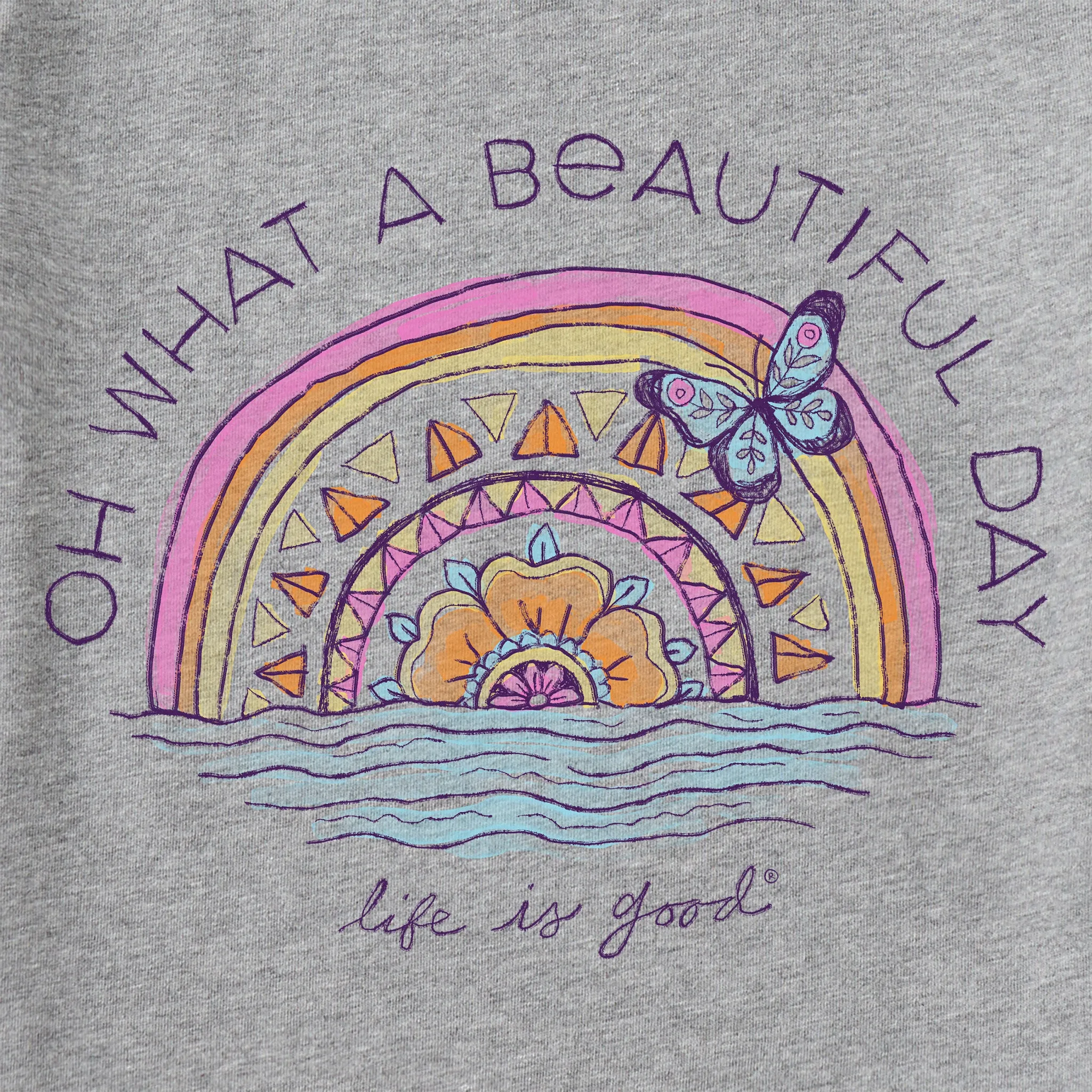 Women's Beautiful Day Butterfly Rainbow Short Sleeve Crusher Tee Life is Good