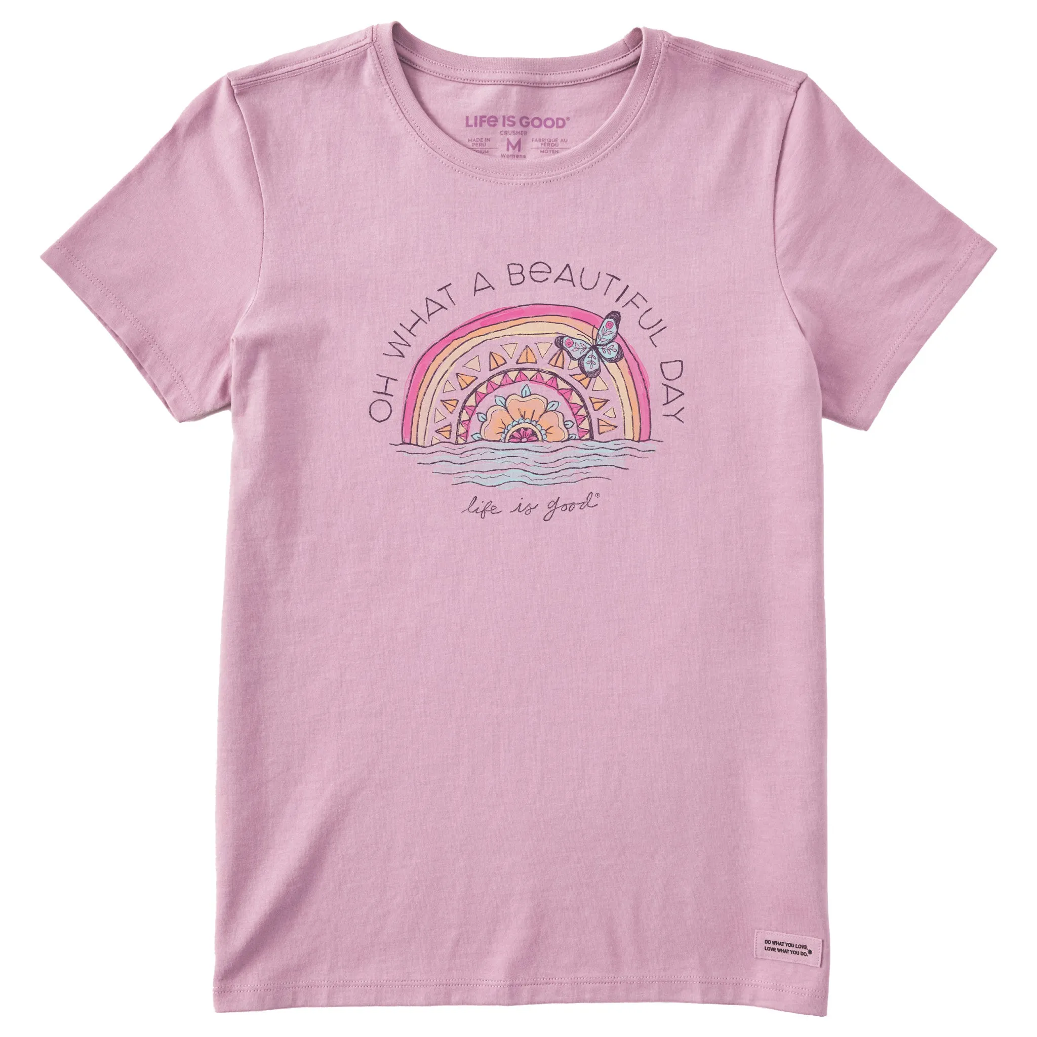 Women's Beautiful Day Butterfly Rainbow Short Sleeve Crusher Tee Life is Good