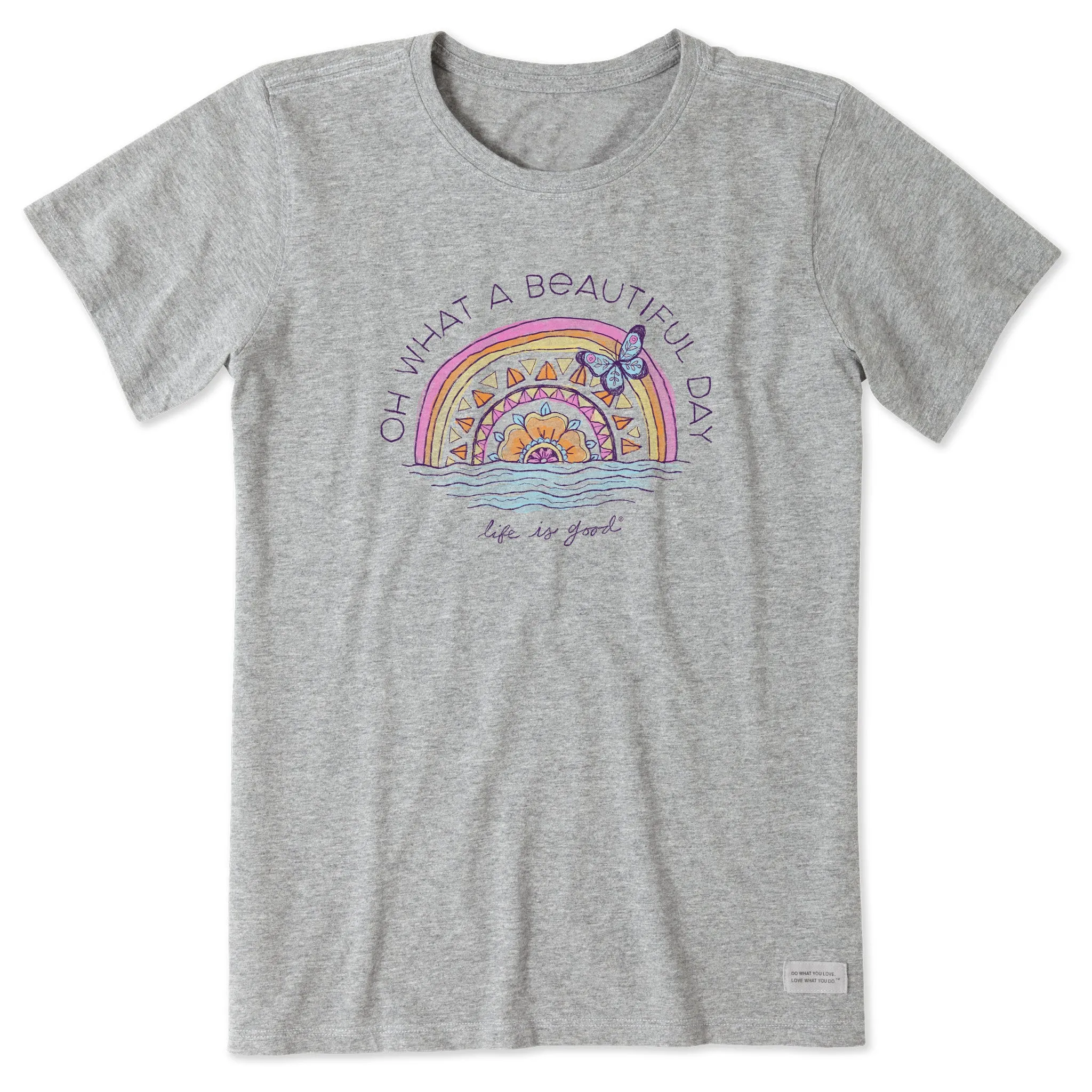 Women's Beautiful Day Butterfly Rainbow Short Sleeve Crusher Tee Life is Good