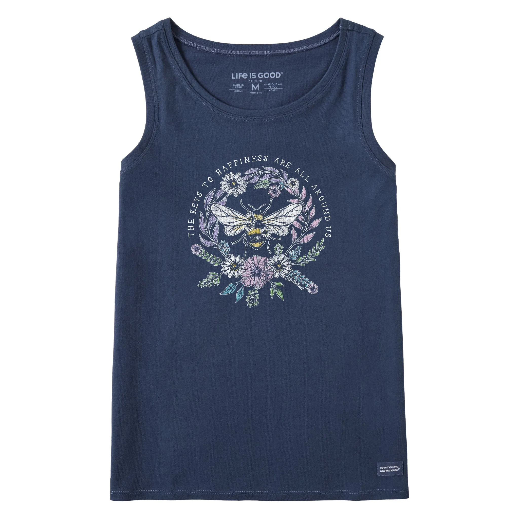 Women's Bee Happiness All Around Crusher Tank Life is Good