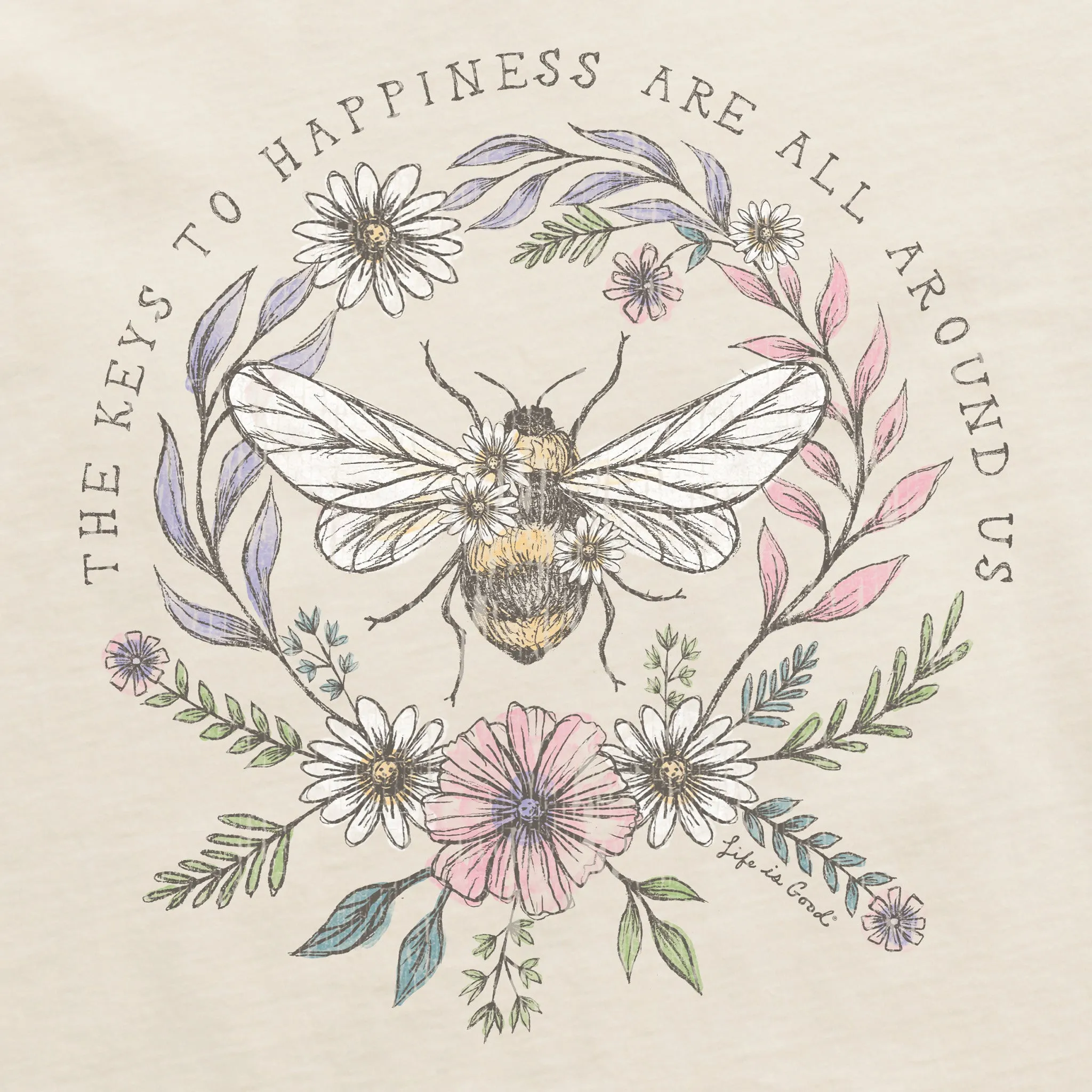 Women's Bee Happiness All Around Crusher Tank Life is Good