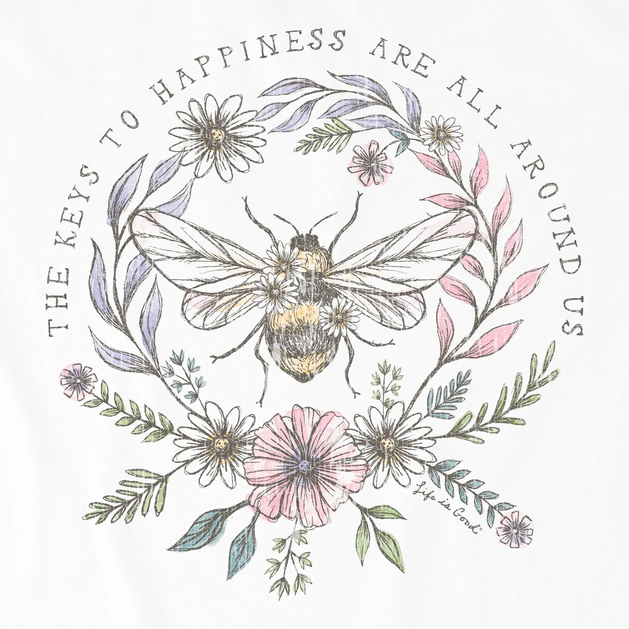 Women's Bee Happiness All Around Crusher Tank Life is Good