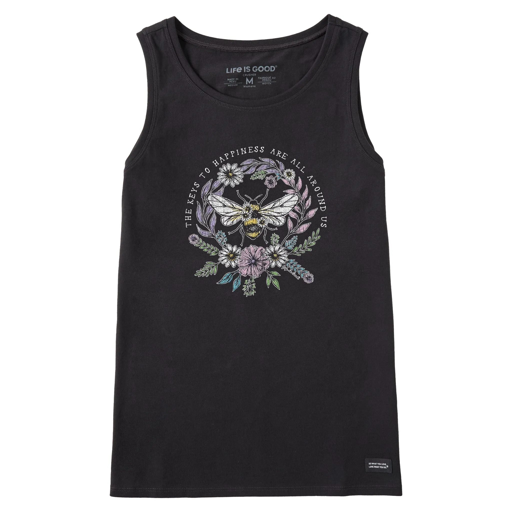 Women's Bee Happiness All Around Crusher Tank Life is Good