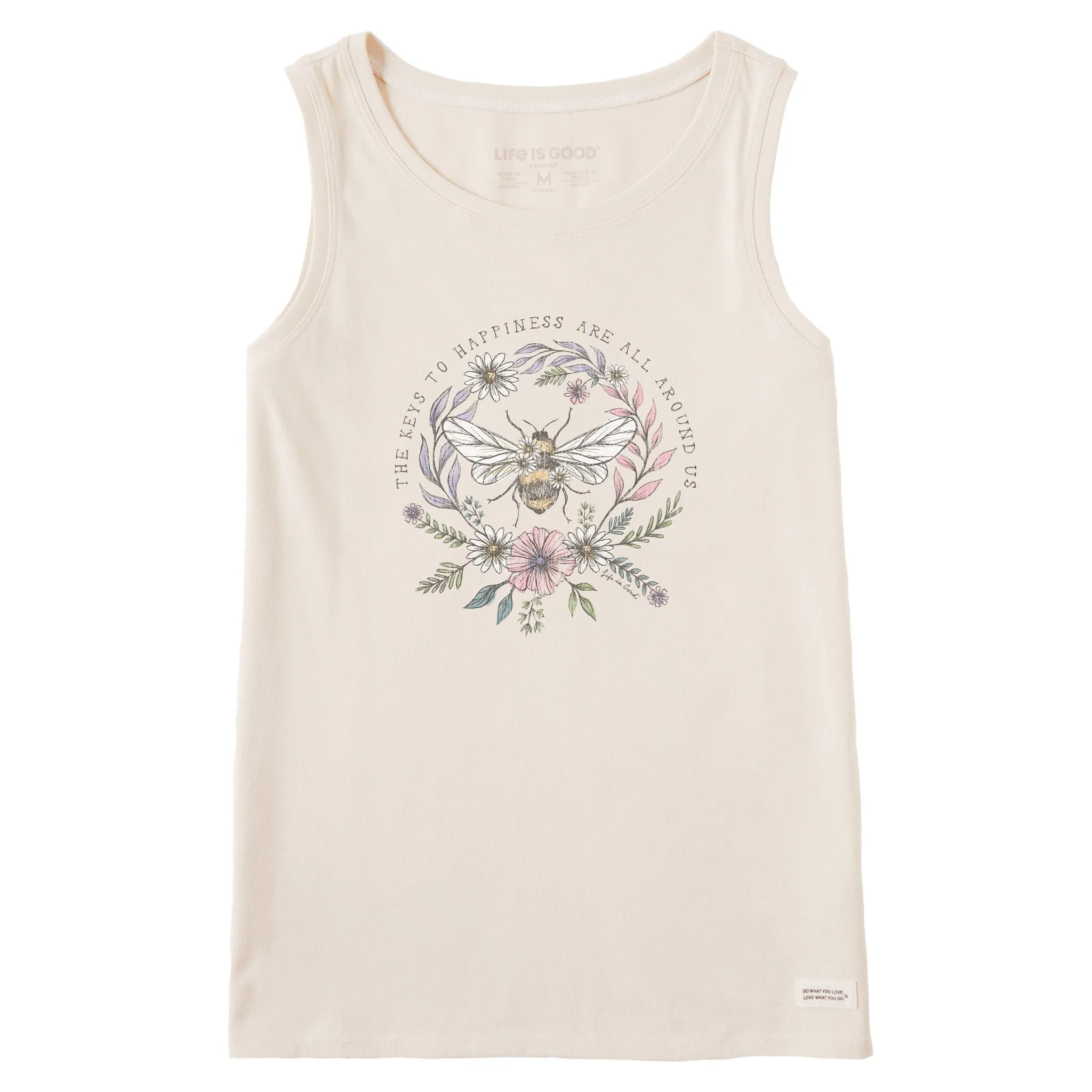 Women's Bee Happiness All Around Crusher Tank Life is Good