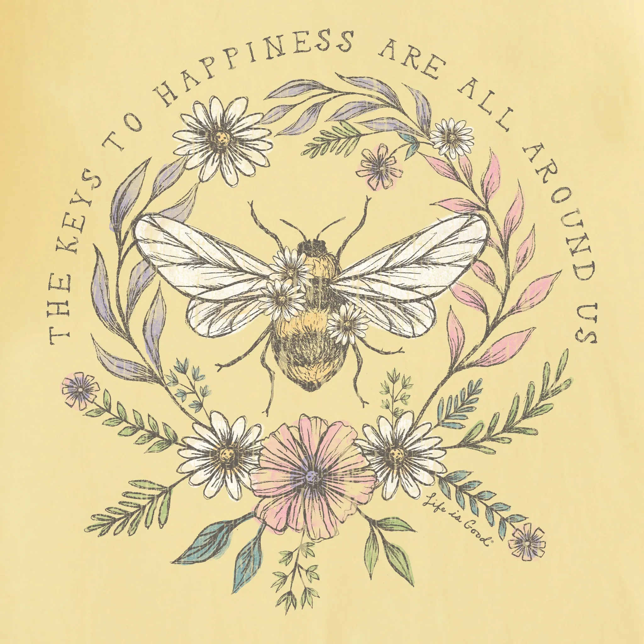 Women's Bee Happiness All Around Crusher Tank Life is Good