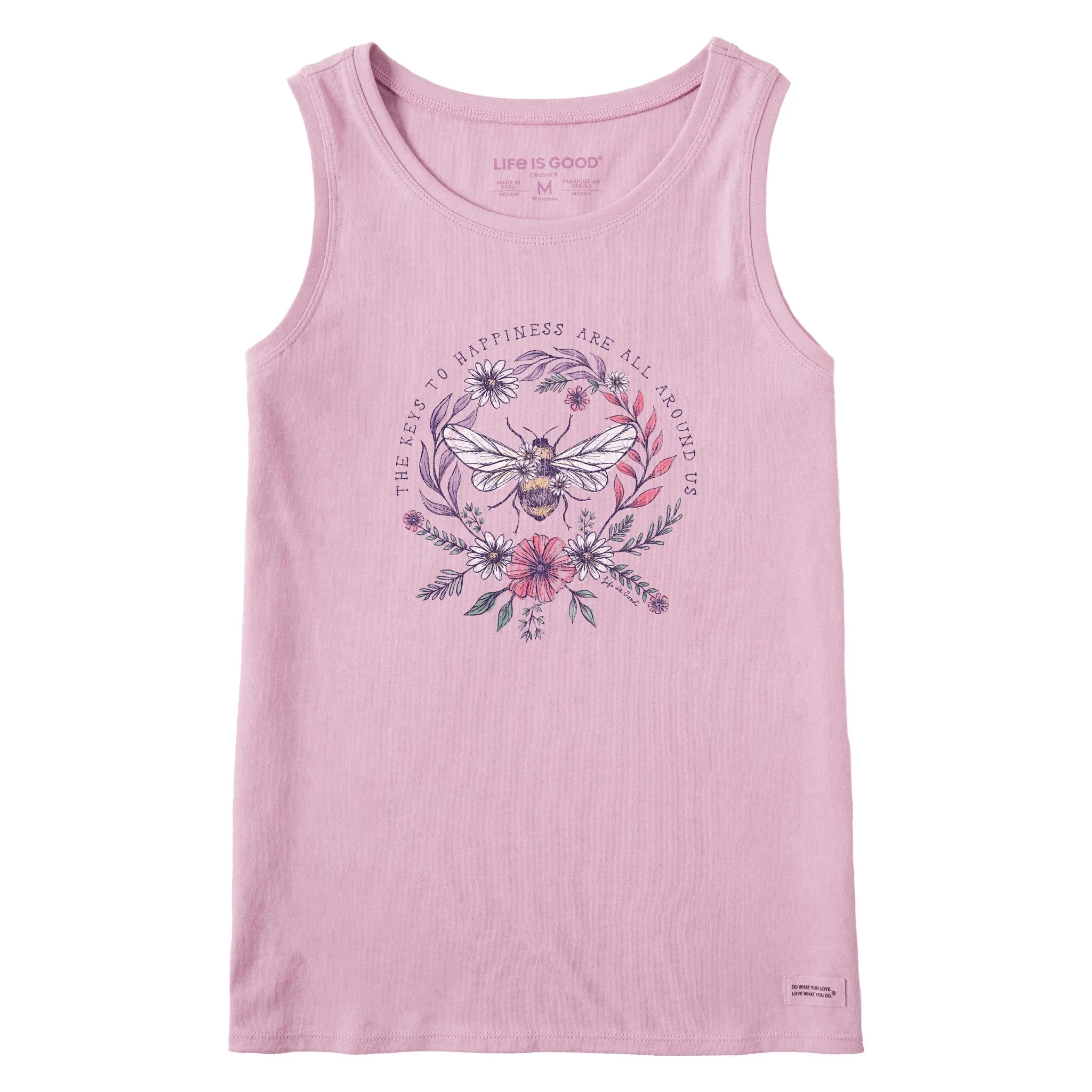 Women's Bee Happiness All Around Crusher Tank Life is Good