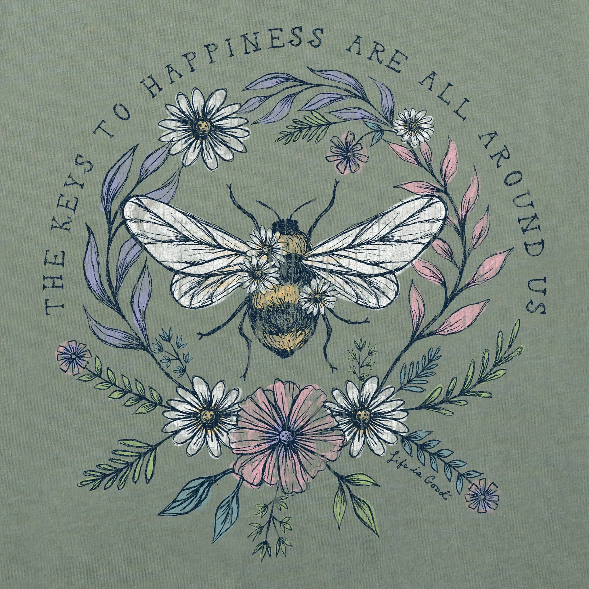 Women's Bee Happiness All Around Long Sleeve Crusher Tee Life is Good