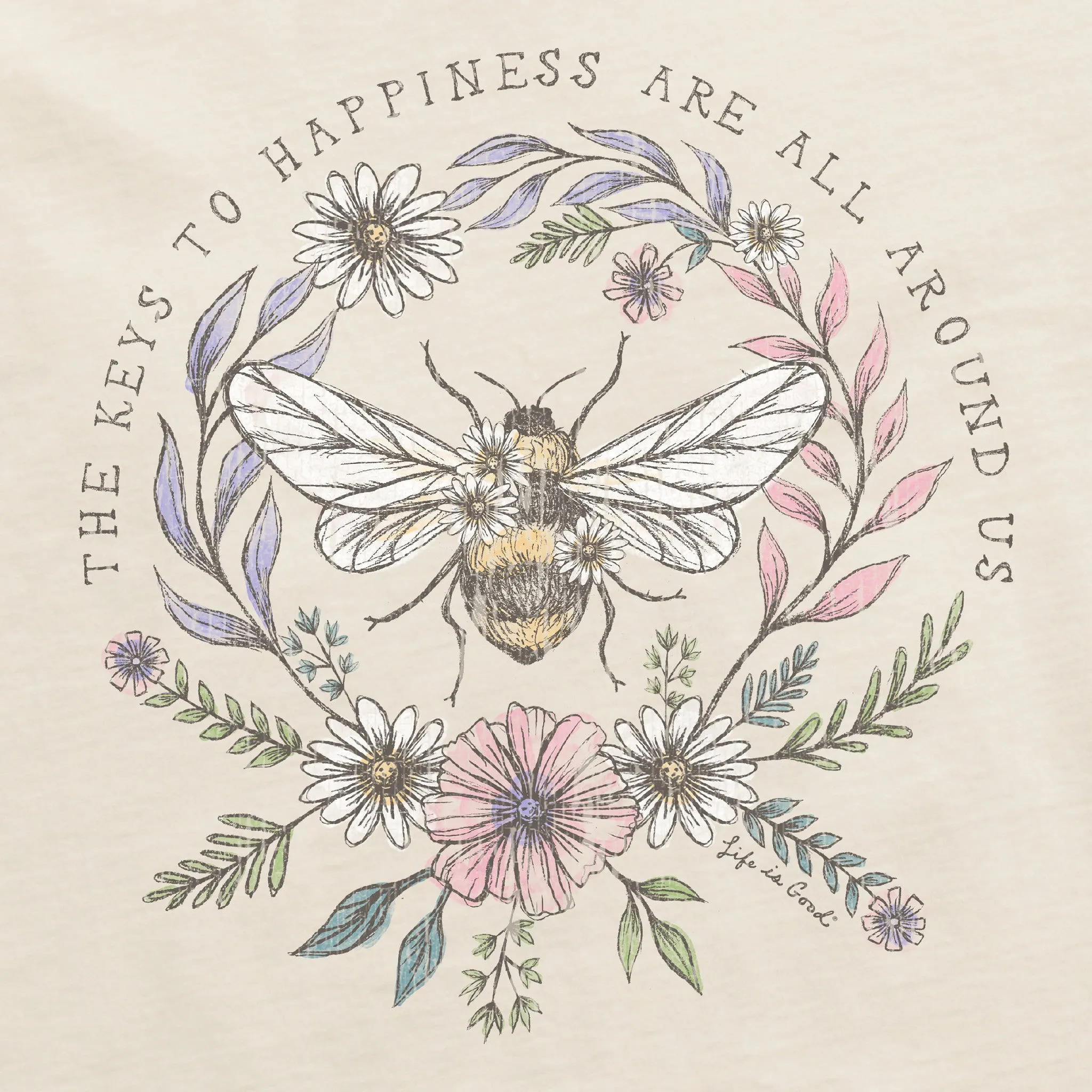Women's Bee Happiness All Around Long Sleeve Crusher Tee Life is Good