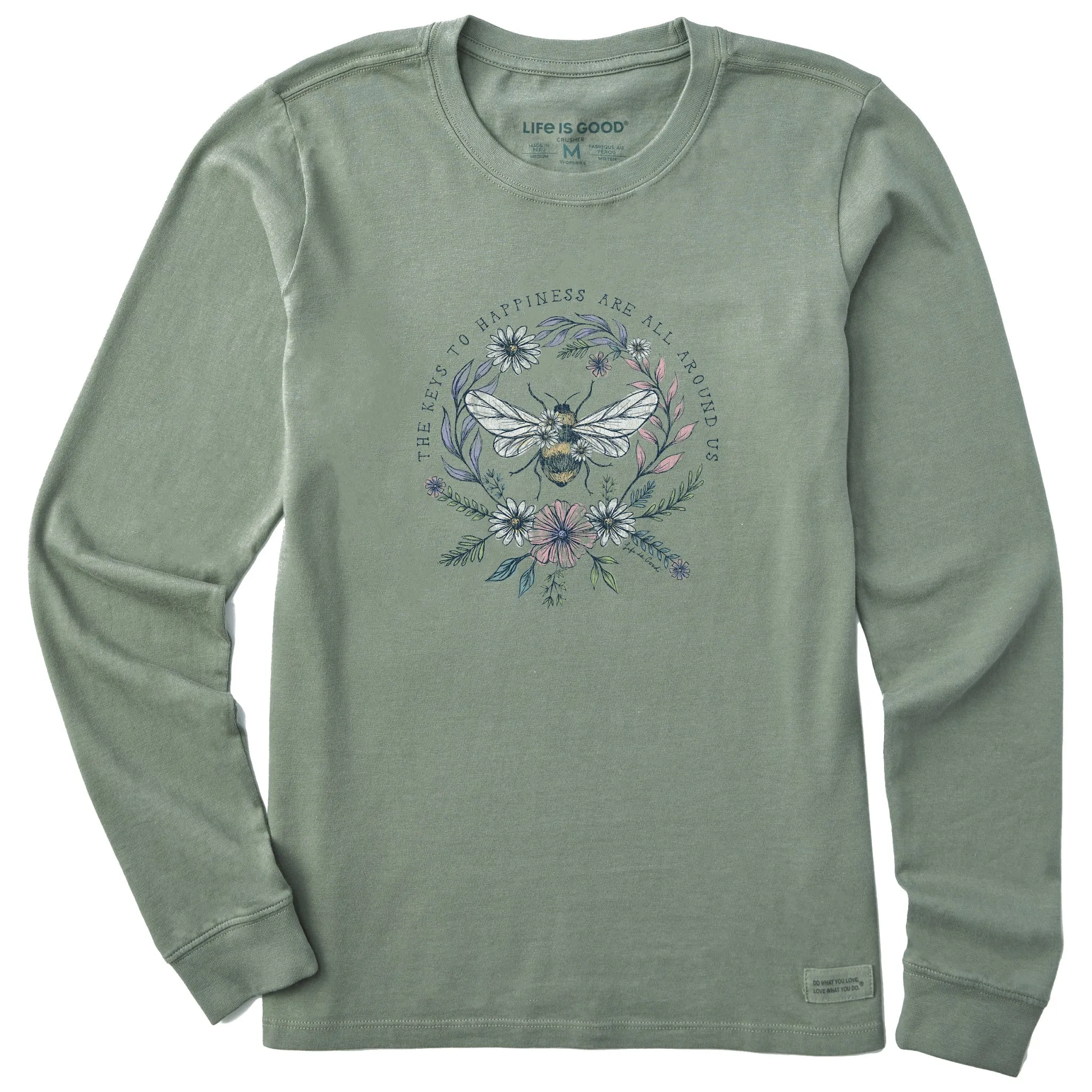Women's Bee Happiness All Around Long Sleeve Crusher Tee Life is Good