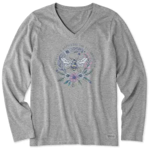 Women's Bee Happiness All Around Long Sleeve Crusher Vee Life is Good
