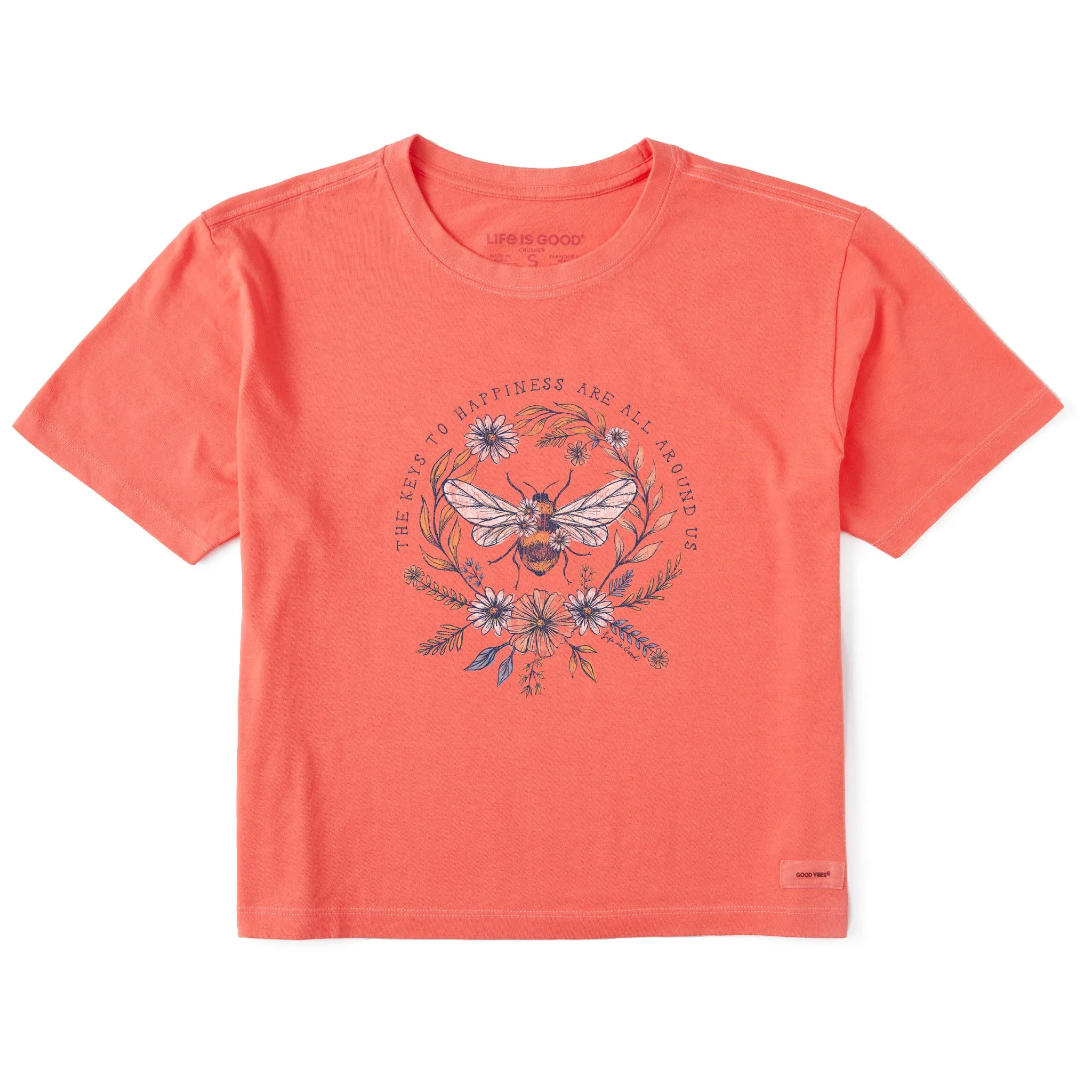 Women's Bee Happiness All Around Short Sleeve Crusher Boxy Tee Life is Good