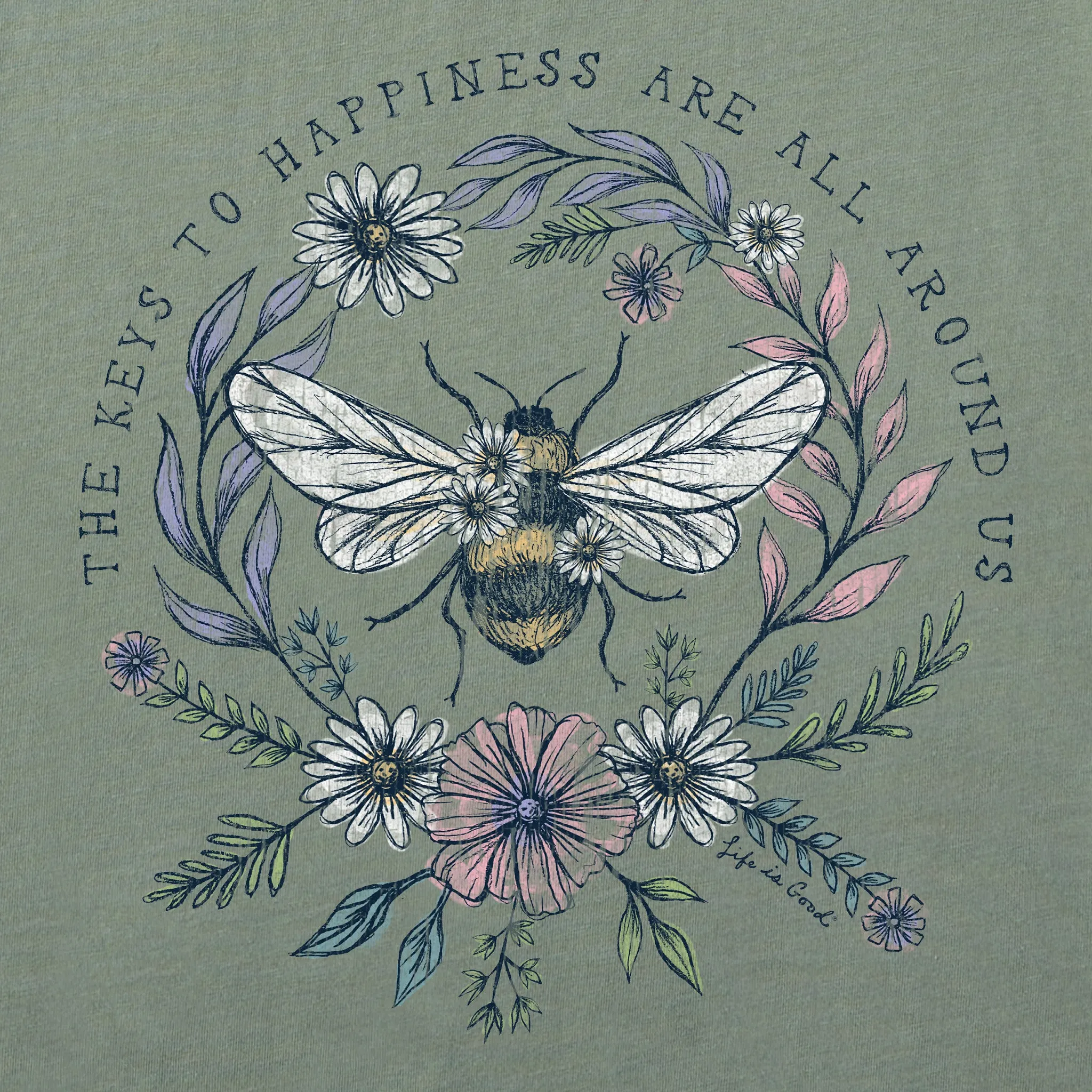 Women's Bee Happiness All Around Short Sleeve Crusher Boxy Tee Life is Good