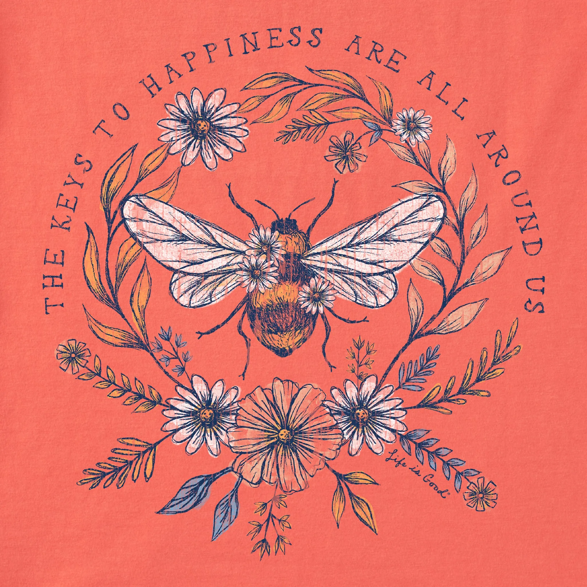 Women's Bee Happiness All Around Short Sleeve Crusher Boxy Tee Life is Good