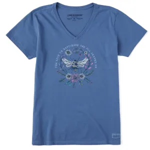 Women's Bee Happiness All Around Short Sleeve Crusher Vee Life is Good