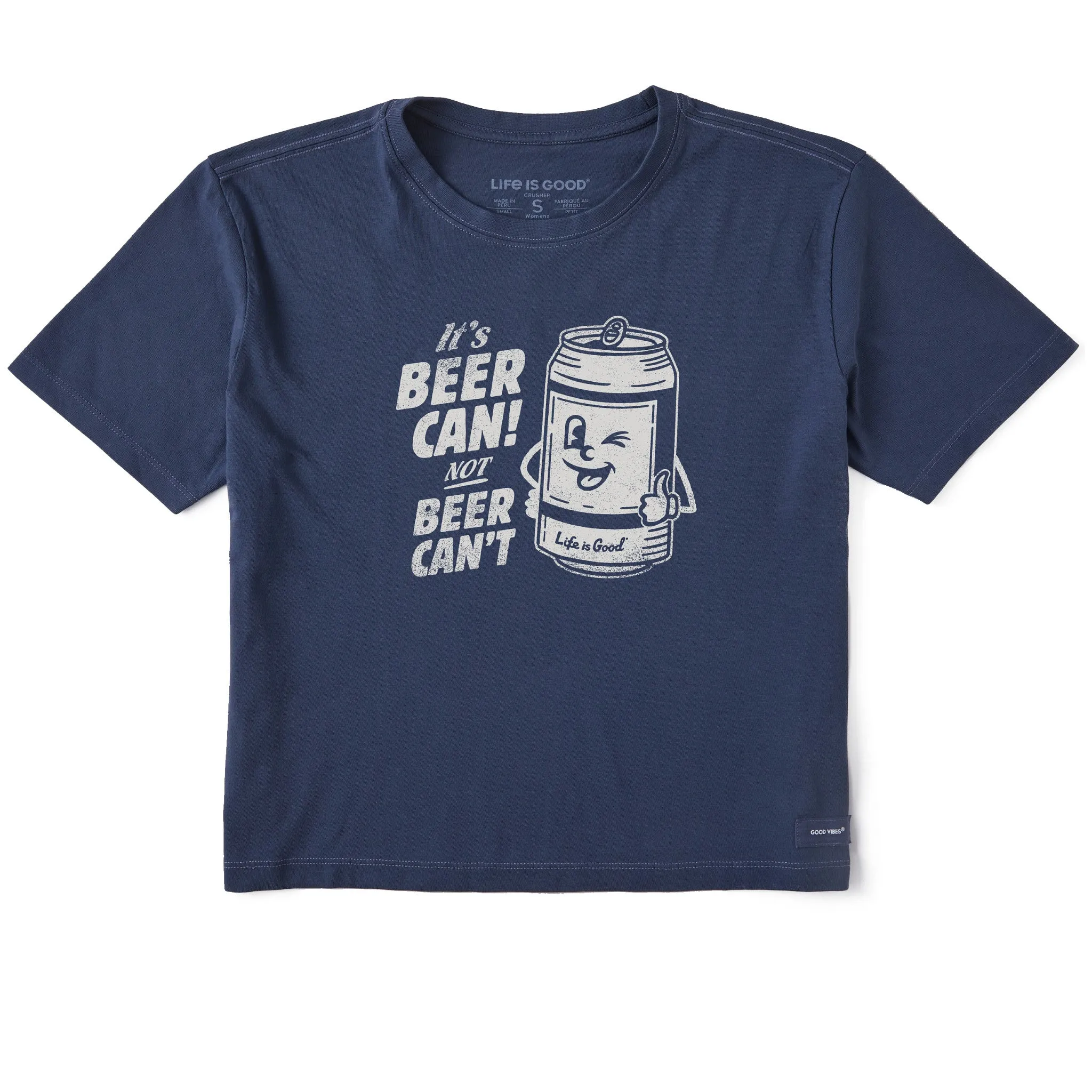 Women's Beer Can Short Sleeve Crusher Boxy Tee Life is Good