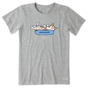 Women's Belly Rub Cat Short Sleeve Crusher Tee Life is Good