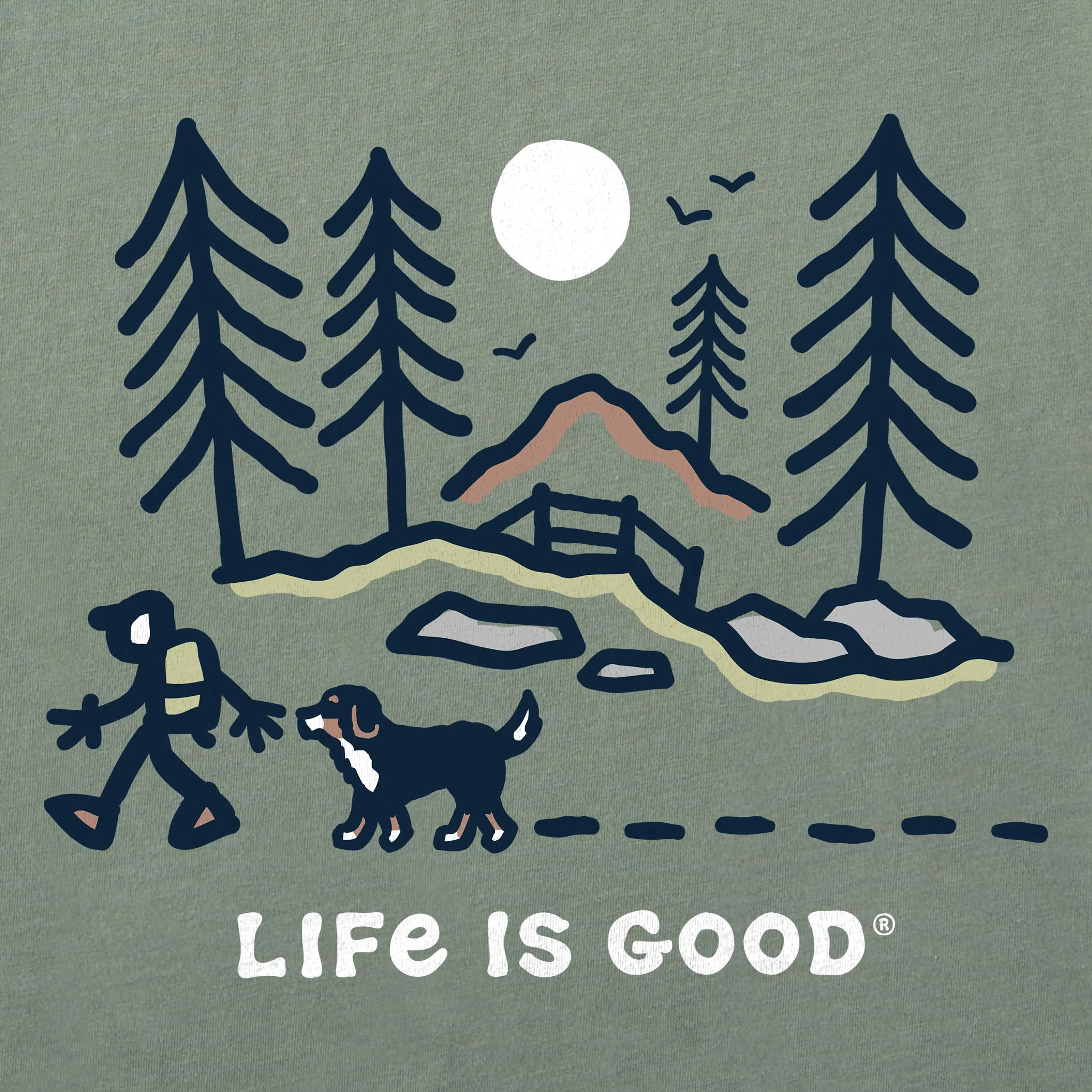 Women's Bernese Hiking Through the Woods Short Sleeve Crusher Tee Life is Good