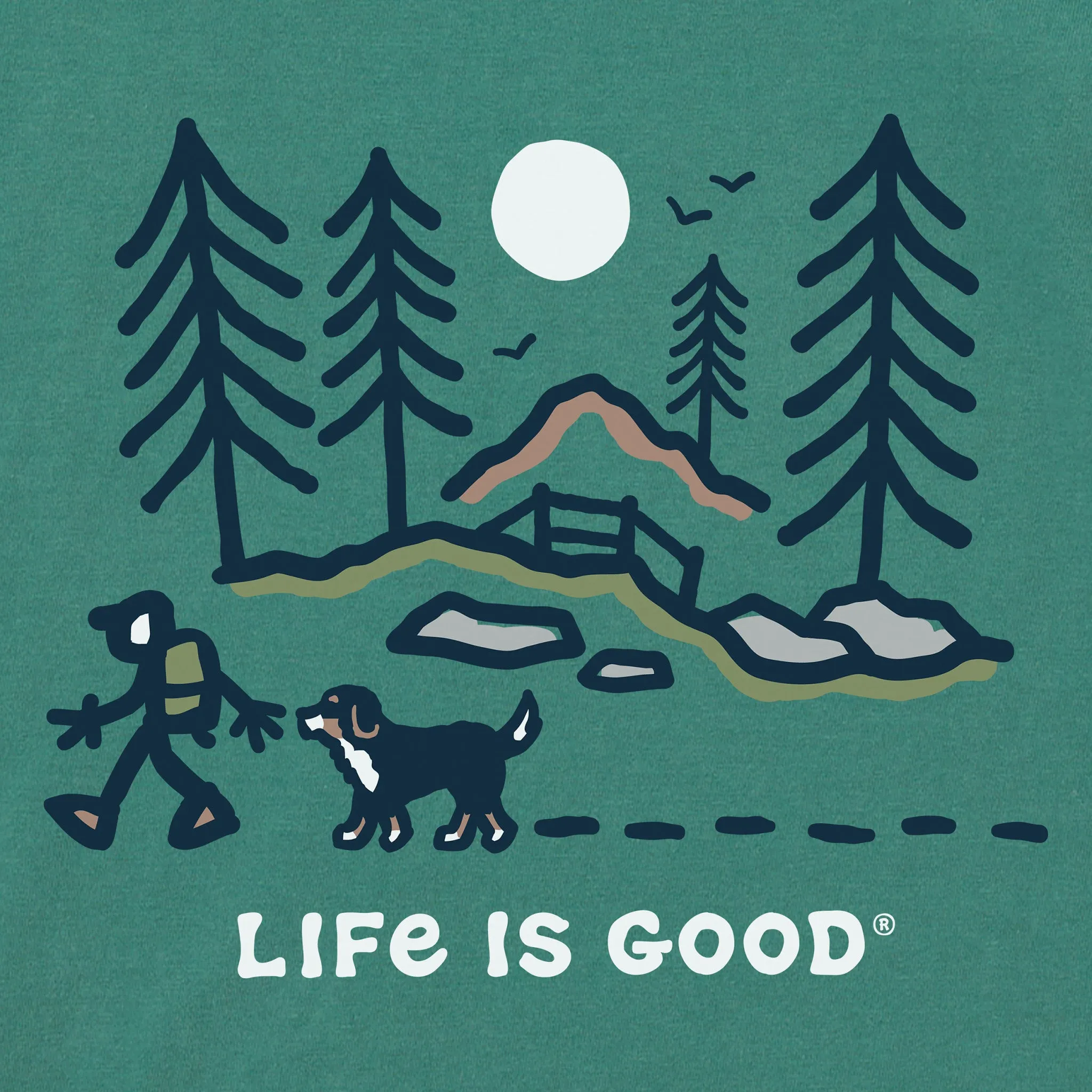 Women's Bernese Hiking Through the Woods Short Sleeve Crusher Tee Life is Good