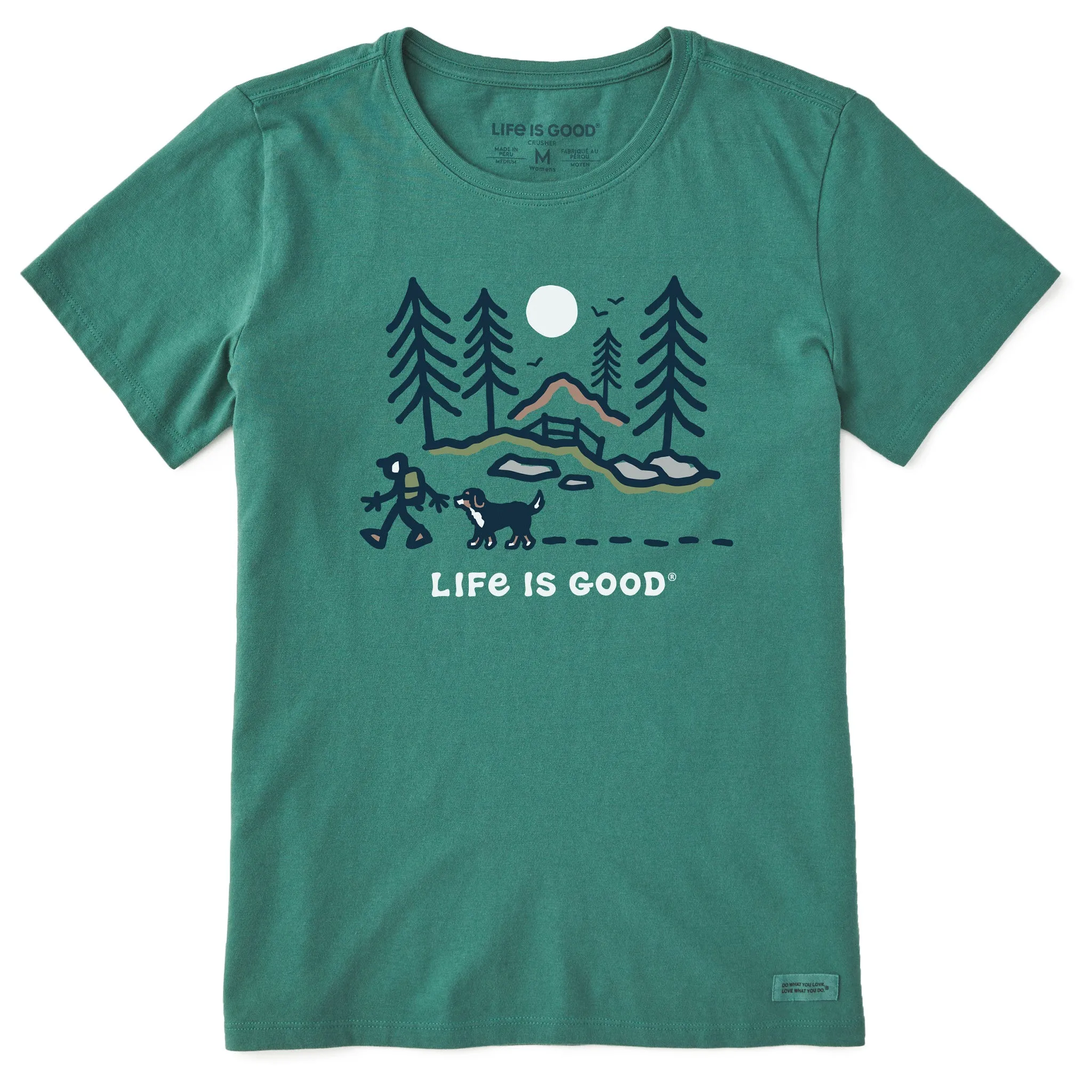 Women's Bernese Hiking Through the Woods Short Sleeve Crusher Tee Life is Good