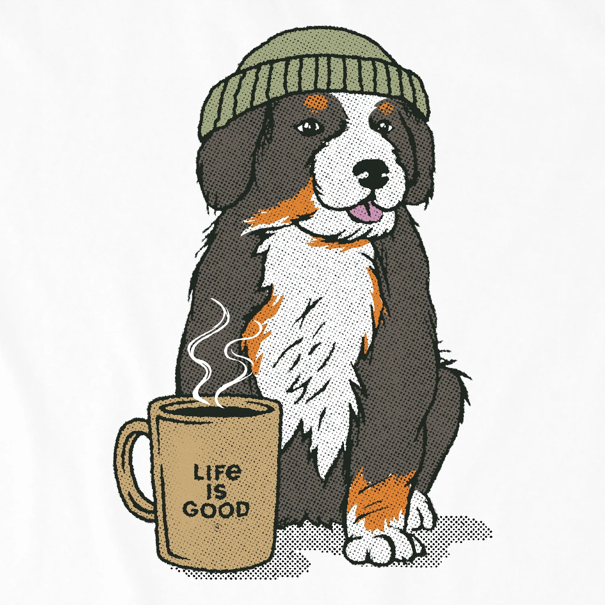Women's Bernese Puppy with Mug Long Sleeve Crusher Tee Life is Good