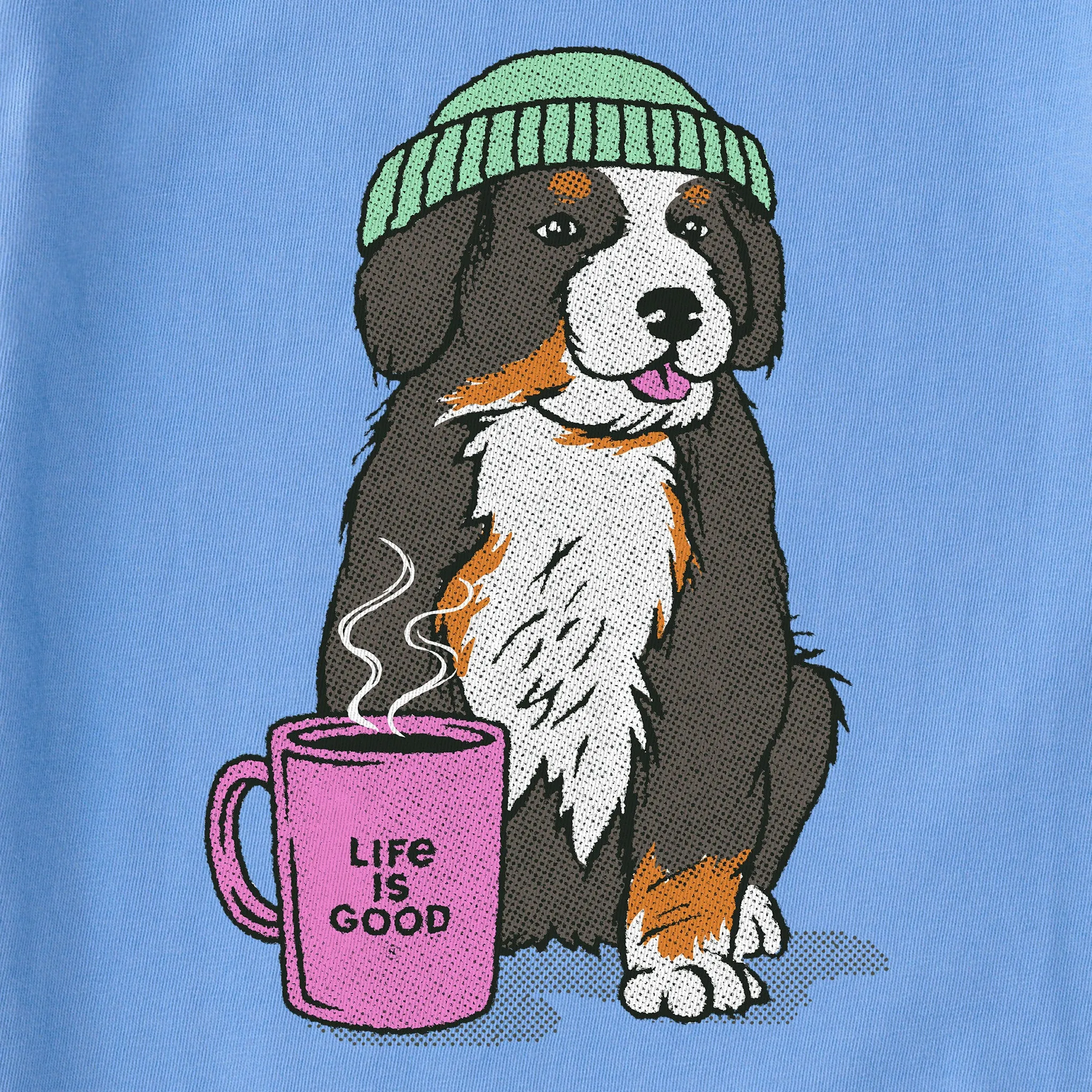 Women's Bernese Puppy with Mug Long Sleeve Crusher Tee Life is Good