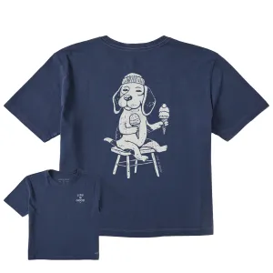 Women's Bert's Beagle with Ice Cream Short Sleeve Crusher Boxy Tee Life is Good