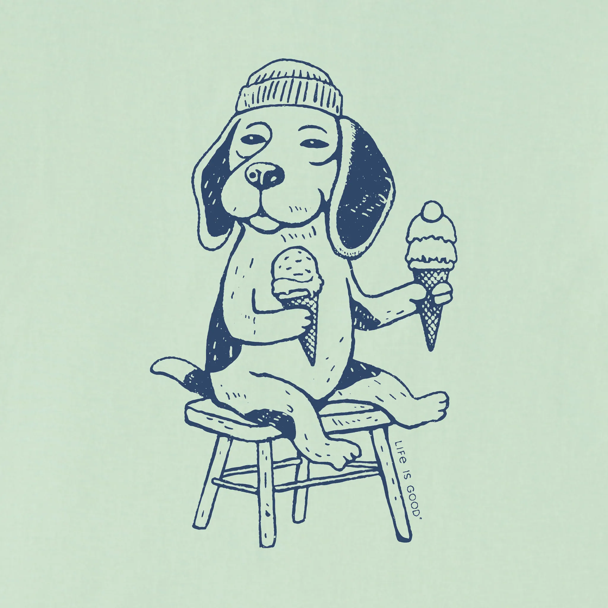 Women's Bert's Beagle with Ice Cream Short Sleeve Crusher Boxy Tee Life is Good