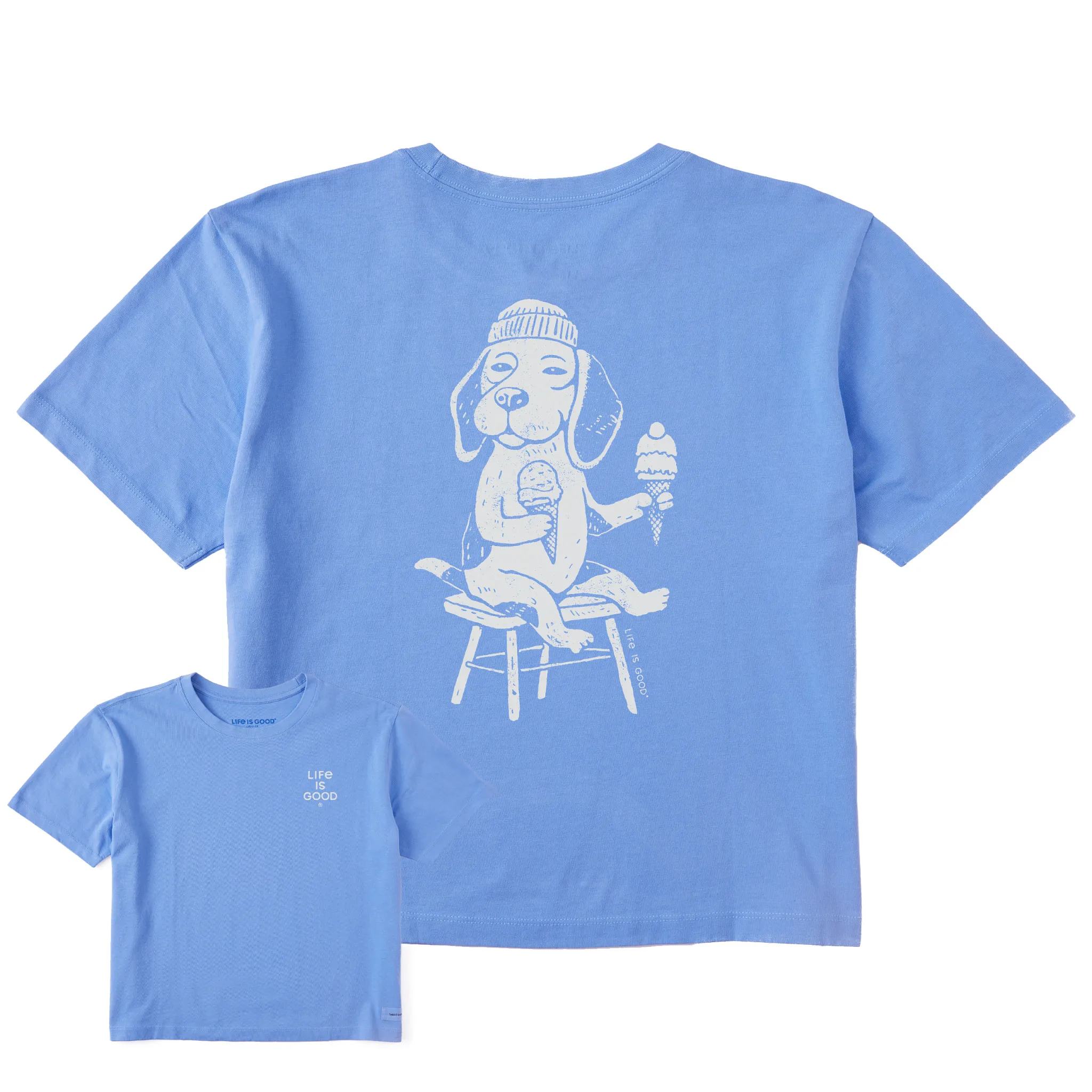 Women's Bert's Beagle with Ice Cream Short Sleeve Crusher Boxy Tee Life is Good