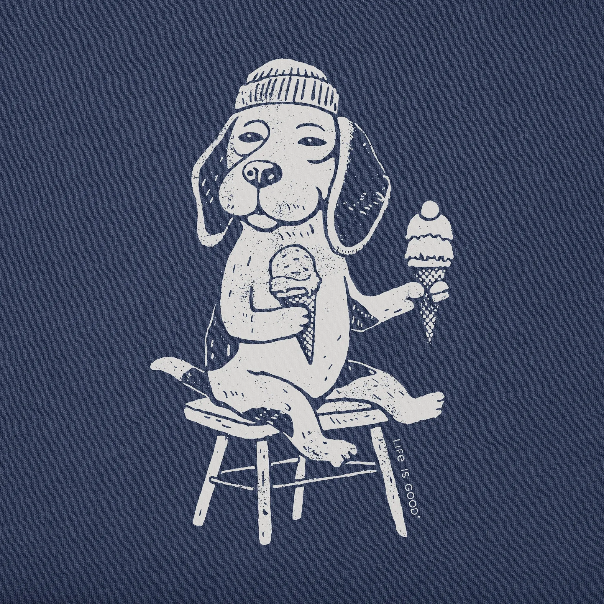 Women's Bert's Beagle with Ice Cream Short Sleeve Crusher Boxy Tee Life is Good