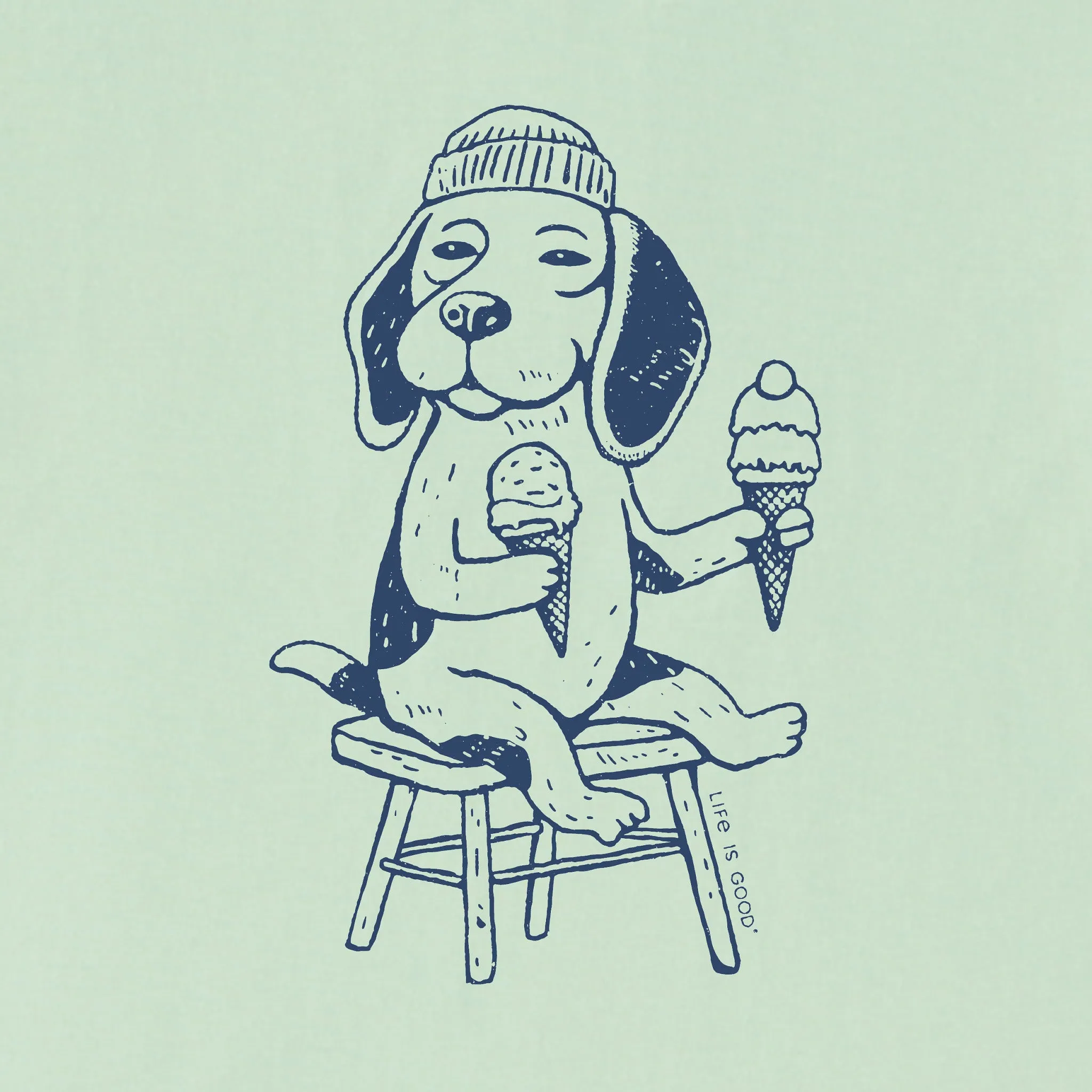 Women's Bert's Beagle with Ice Cream Short Sleeve Crusher Boxy Tee Life is Good