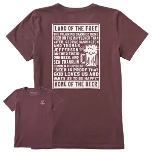 Women's Berts Beer Manifesto Short Sleeve Crusher Tee Life is Good