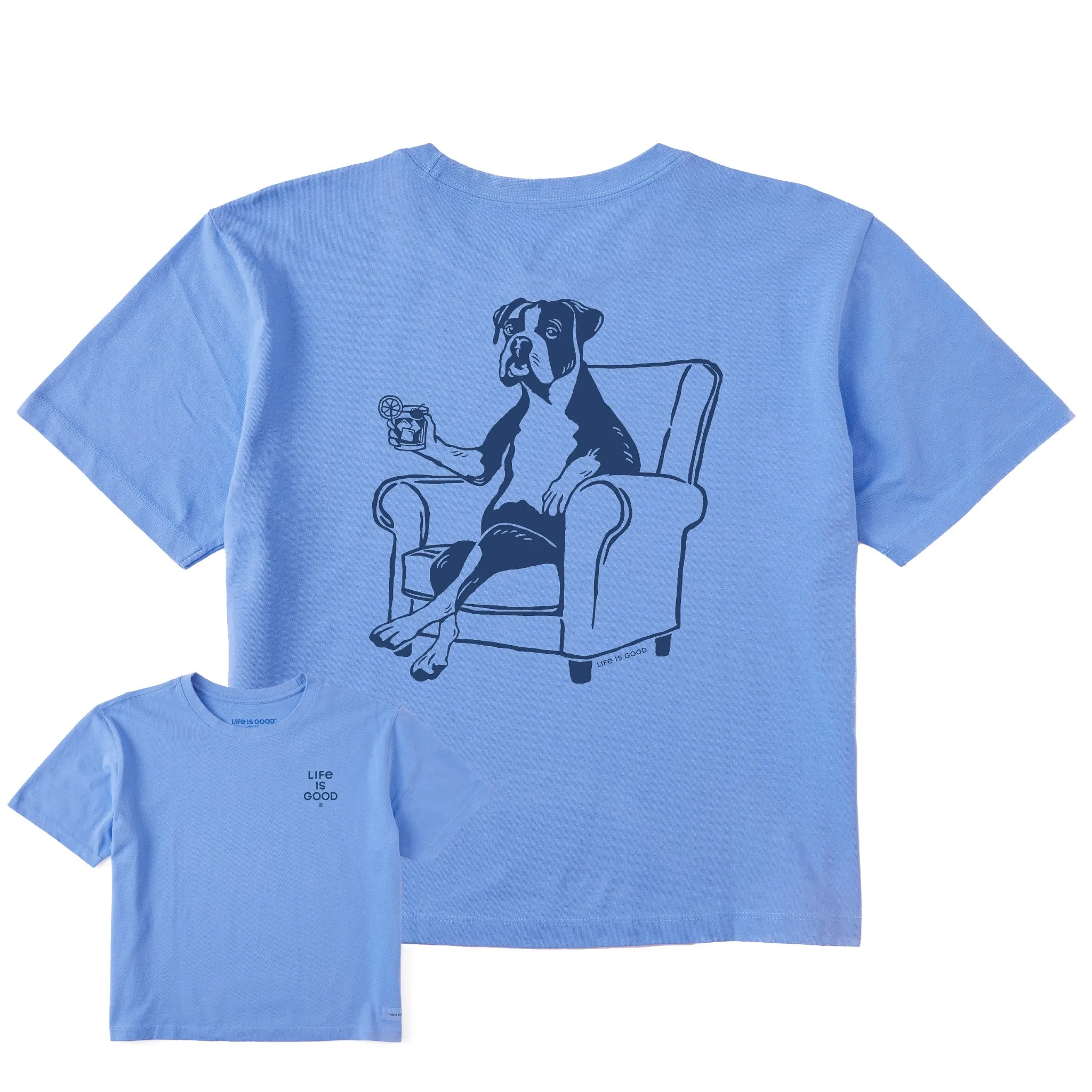 Women's Bert's Boxer w Old Fashioned Short Sleeve Crusher Boxy Tee Life is Good